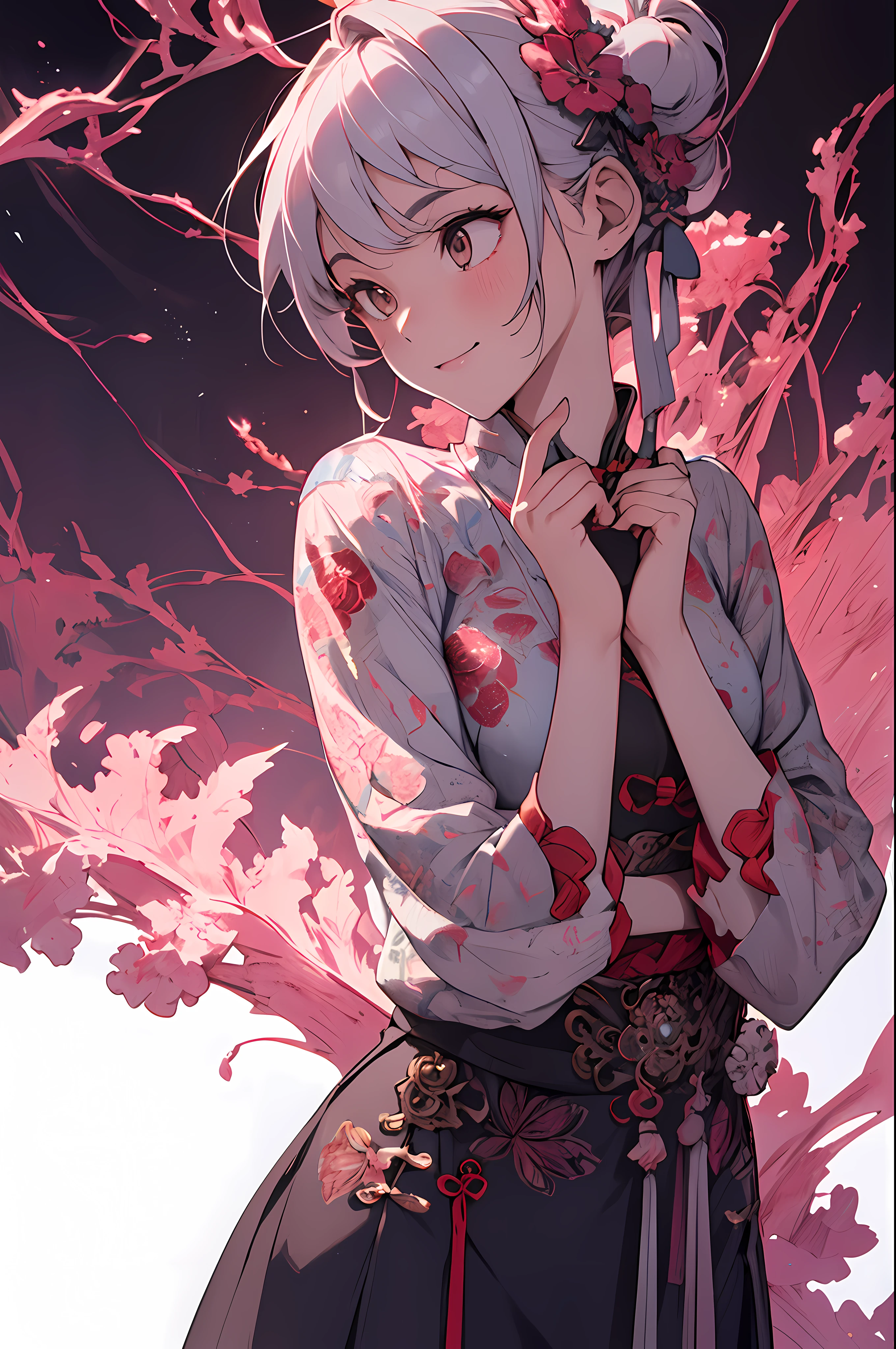 ((Kungfu)),((It's strong.)),innocent smiles、eye glass、(1 girl in), (Solo:1.6),(Cute smile),(chinese clothes), (Best Impact:1.5), (maximalism:1.7), Vivid contrast, (Realistic), hyperrealistic illustrations, hight resolution, ultra-detailliert, absurderes,(Fractal Art:1.3)、Random hairstyle、Random hair color colorful、FULL BODYSHOT、Retro、Precise focus、randome pose、cinema4d、Drama