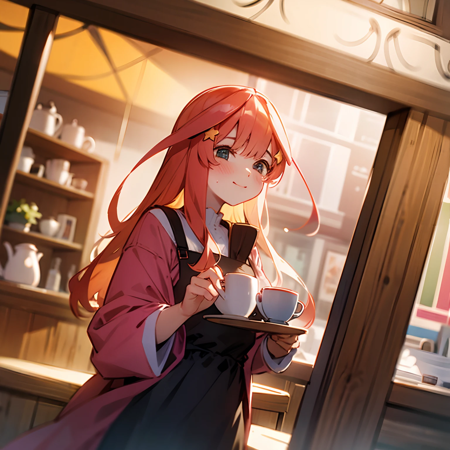 "Immerse yourself in a charming café scene where vibrant colors feed your senses and evoke a blissful blush."