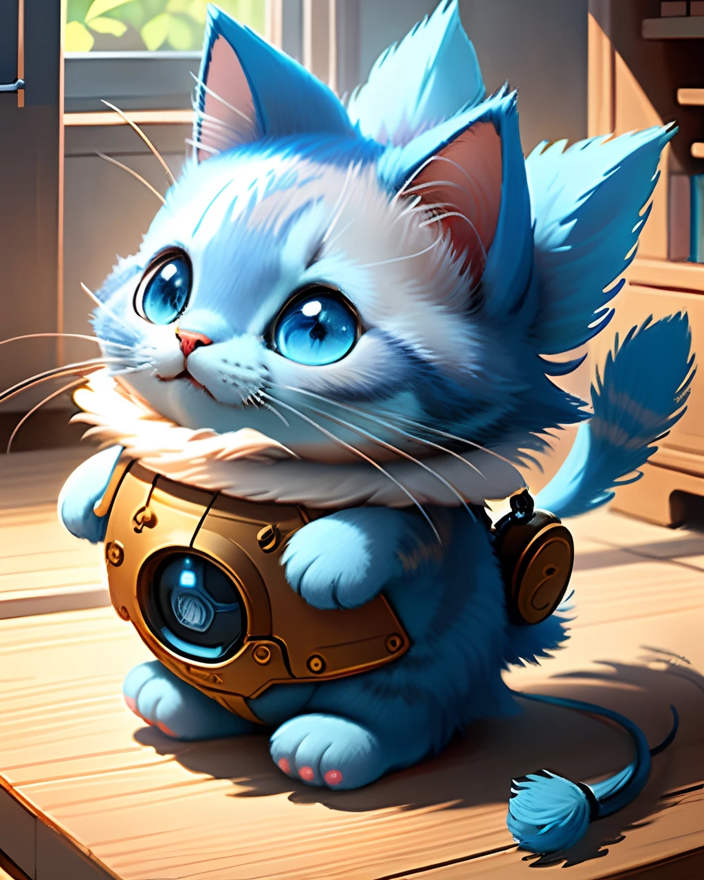 "Create masterpieces of cute little blue cat creatures with ultra-detailed concept art inspired by it。Unleash your inner Cu73Cre4ture programmer with the power of steady diffusion，Bring your imagination to life！”，Little blue cat，high detal，8k