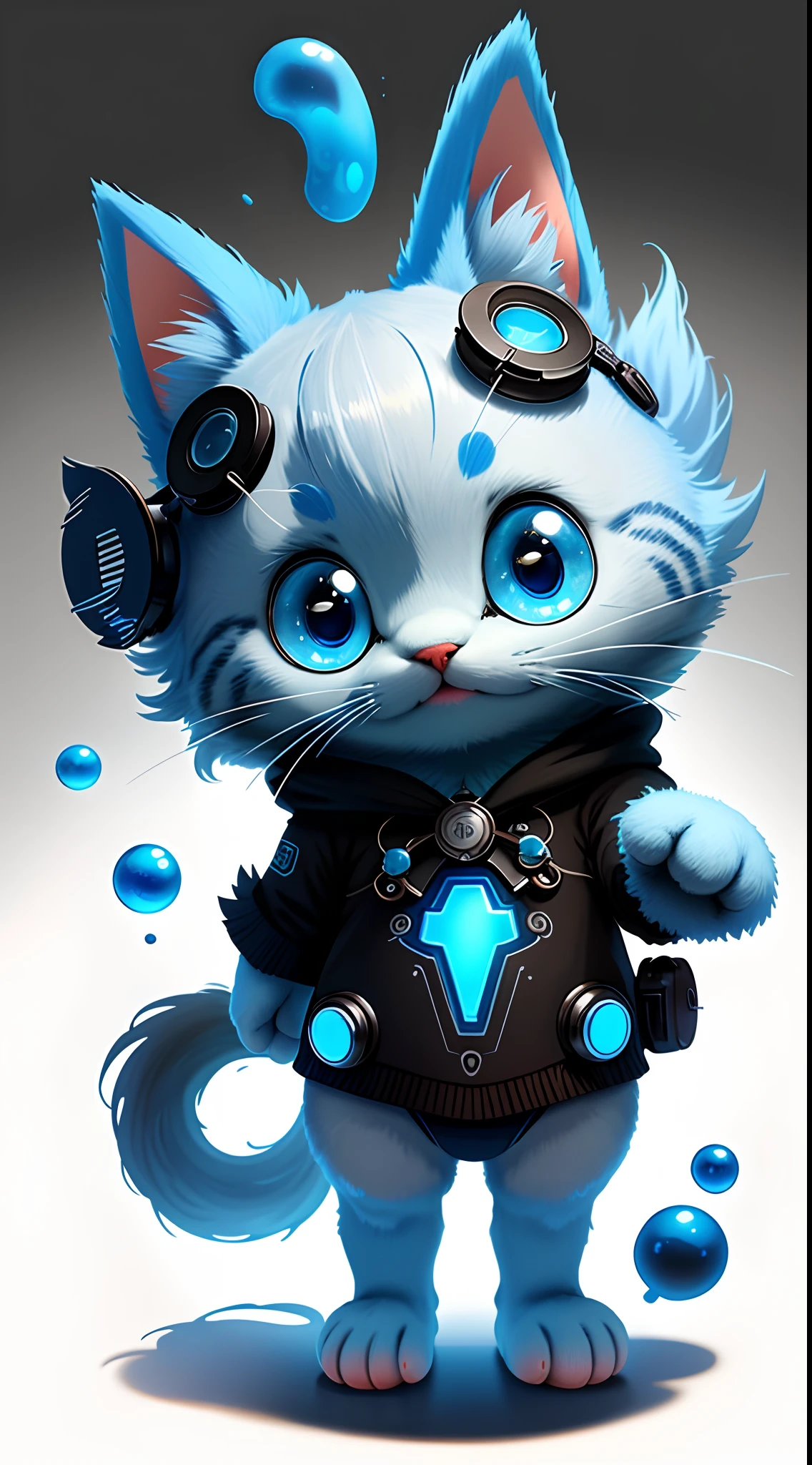 "Create masterpieces of cute little blue cat creatures with ultra-detailed concept art inspired by it。Unleash your inner Cu73Cre4ture programmer with the power of steady diffusion，Bring your imagination to life！”，Little blue cat，high detal，8K