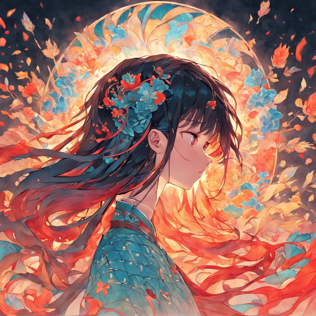 (White background:1.4),(Silhouette of a girl's head, Eyes closed, colorfull long hair, Oriental elements),(Chinese illustration:1.3,paper art:1.3, Quilted paper art:1.2),( reasonable design, Clear lines, High sharpness,Best quality, Very detailed, masutepiece, movie light effect, 4K )