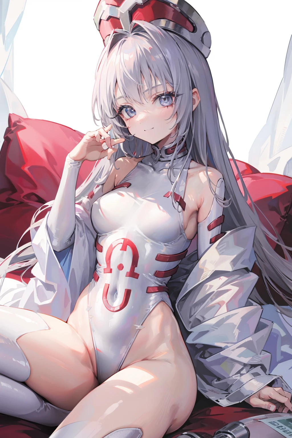 tiny girl a smile silber hair Long leotard seductiv Sit up