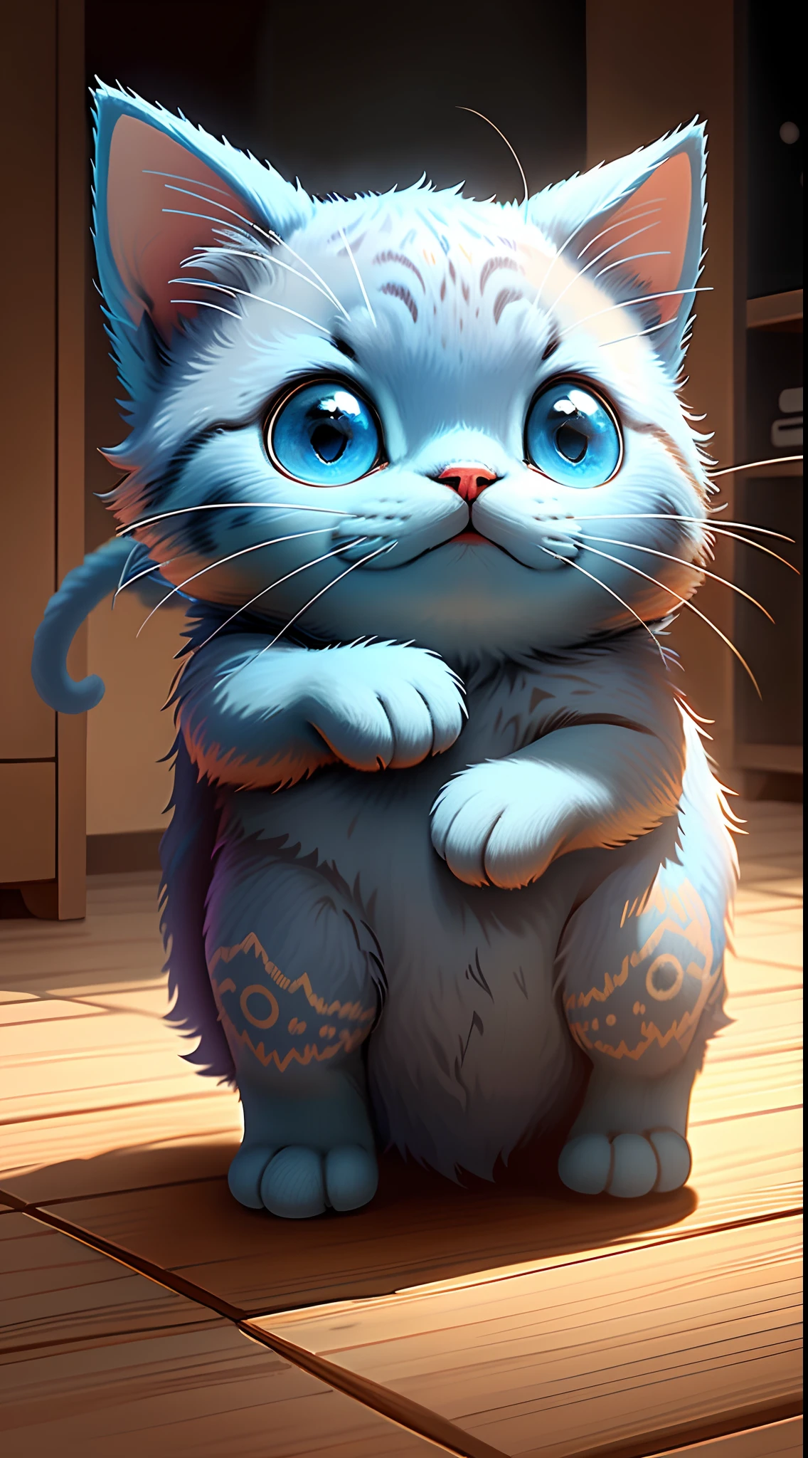 "Create masterpieces of cute little blue cat creatures with ultra-detailed concept art inspired by it。Unleash your inner Cu73Cre4ture programmer with the power of steady diffusion,Bring your imagination to life!”,Little blue cat,high detal,High image quality in 8K,ultraclear,high high quality,photorealisti