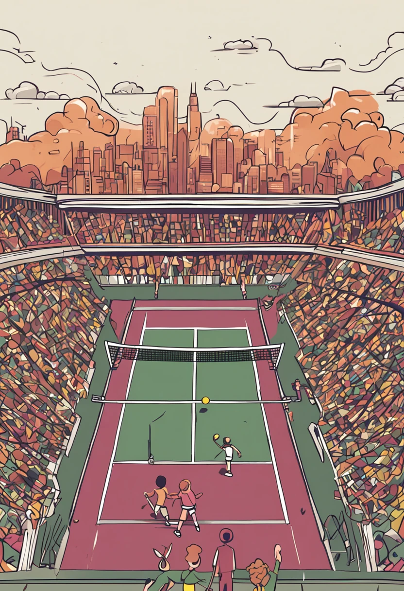 crie uma imagem em desenho animado de uma raquete de tenis