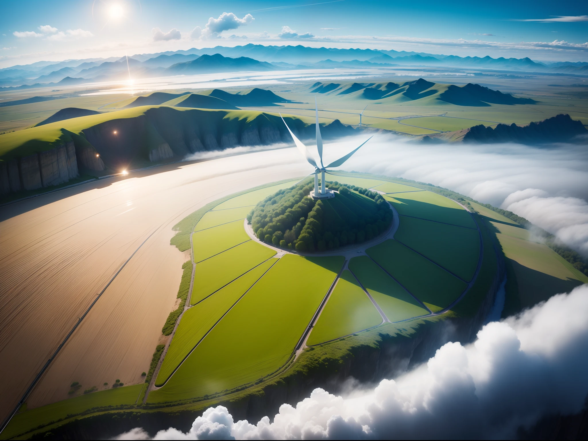 Spinning Landscape, The power of the wind, Use of clean energy, possibility, expresive