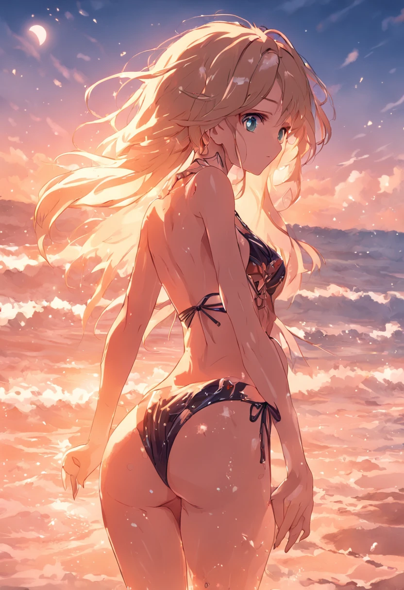 A 3 women models , glamorous bikinis, beach vibes, sun-kissed skin, sandy shores, high-quality photography, perfect body,