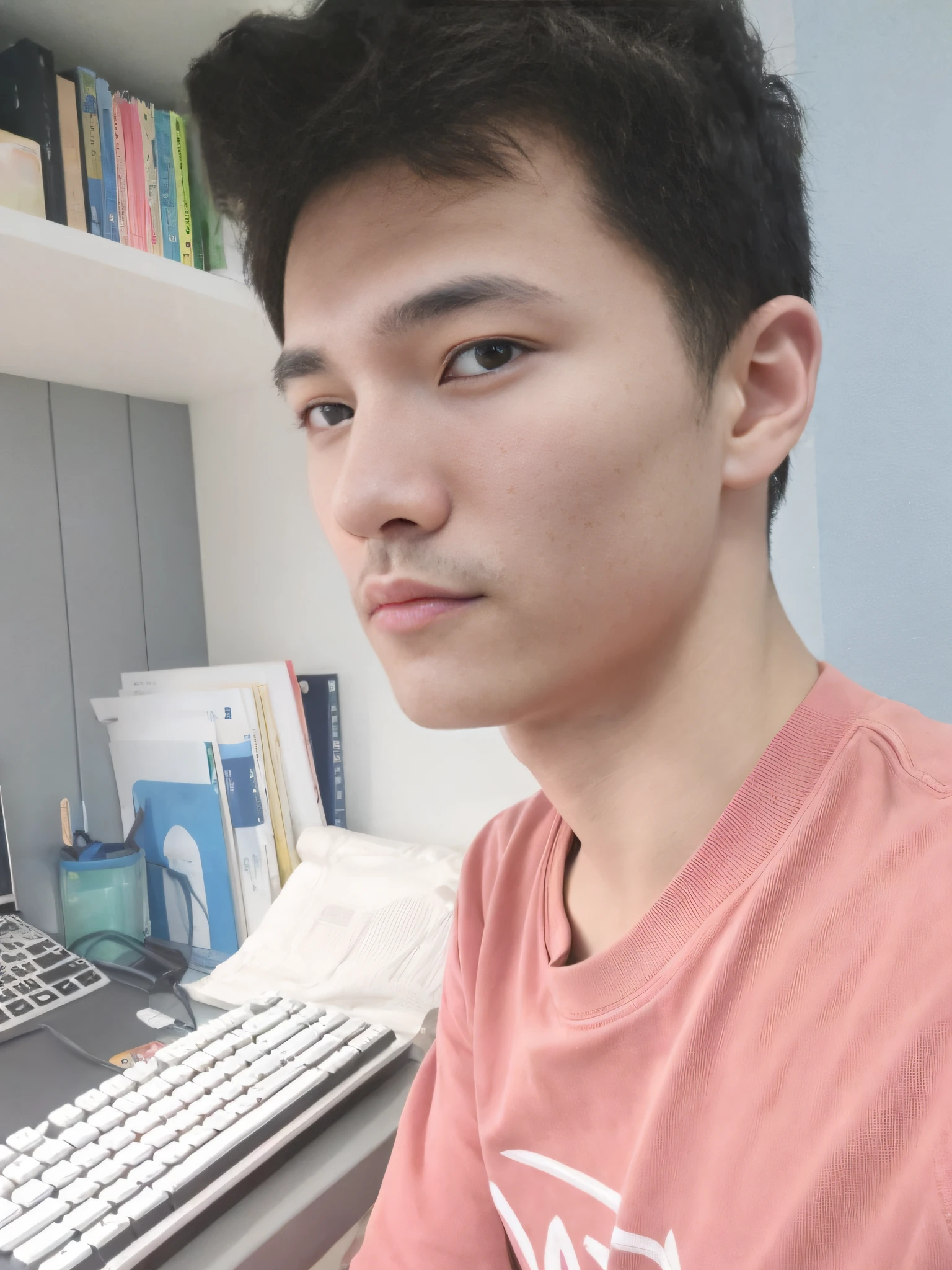 Arafeld man sitting in front of a computer holding a keyboard, 2 , 2 8 years old photograph, 2 9 years old, 3 2 - yea years old, thawan duchanee, 3 6 years old, yanjun cheng, 2 3 ye5 years old, 35 years old