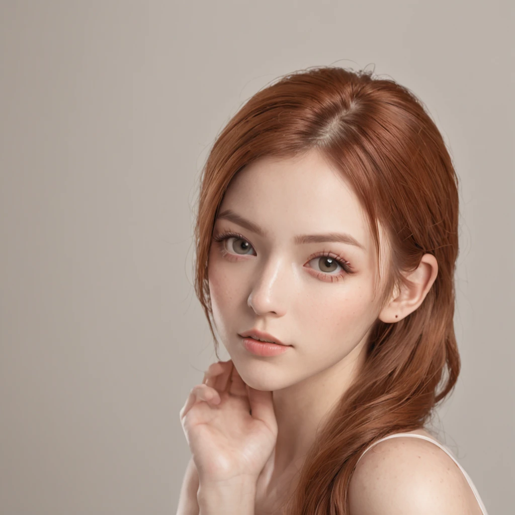 20 year old Italian girl, one girls、Pretty beautiful shape、The atmosphere is cute、Ginger tied hair, Big beautiful eyes, And the perfect face, Rendered in a photorealistic style with sharp edges and vibrant atmosphere, camisole、undergarment、full bodyesbian、bustup、 Front view, pretty pose, Big lips,photos realistic