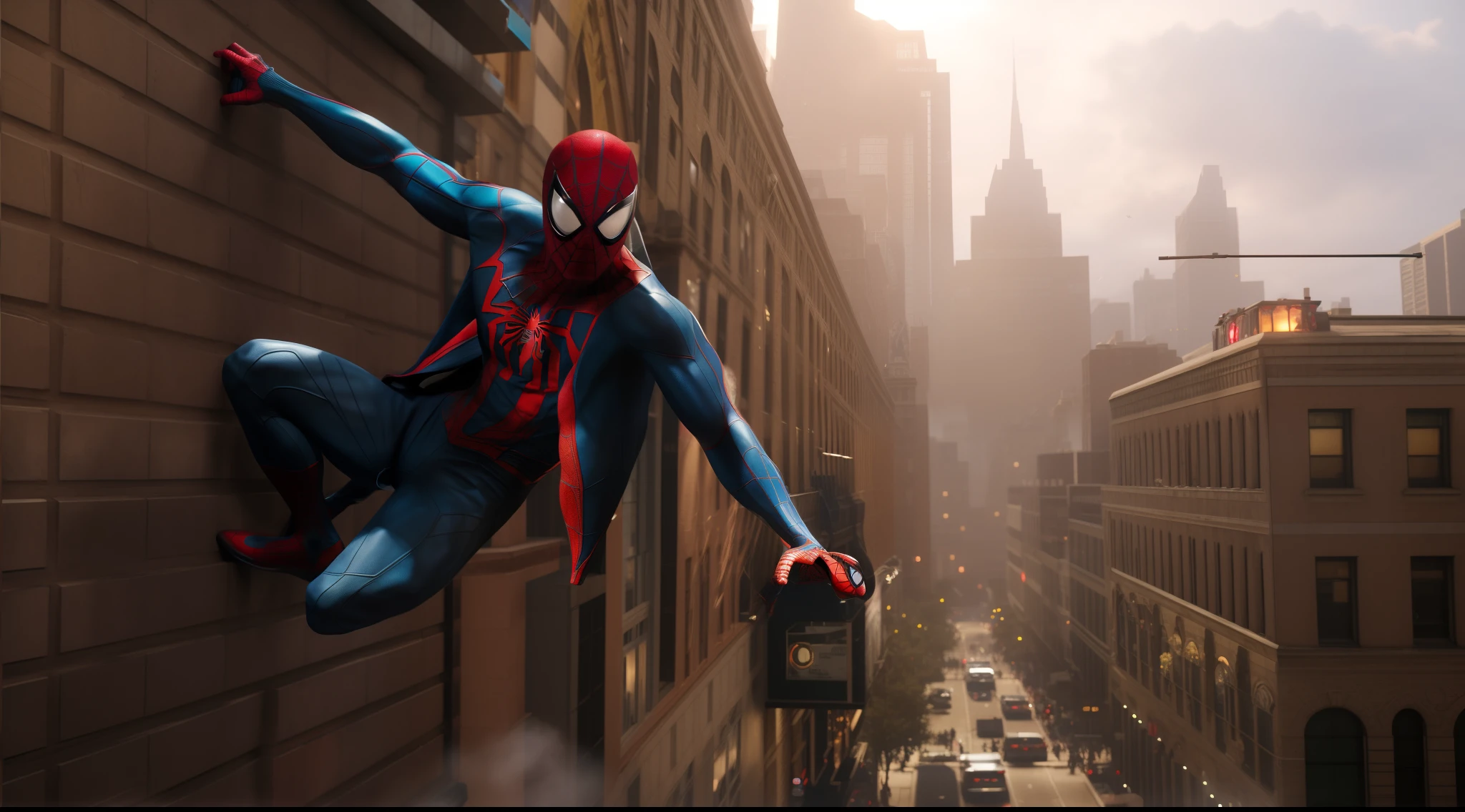 Spider - a man hanging from a city building, highly detailed spider - man, spider - man, Spider-Man, peter parker, peter parker as spiderman, PS 4 screenshot, Spidey, video game screenshot, inspired by Mary Jane Begin, ps 4 gameplay, Crazy super detail, portrait of spiderman, futuristic style spiderman, Beautiful and cinematic lighting, hyper realisitc