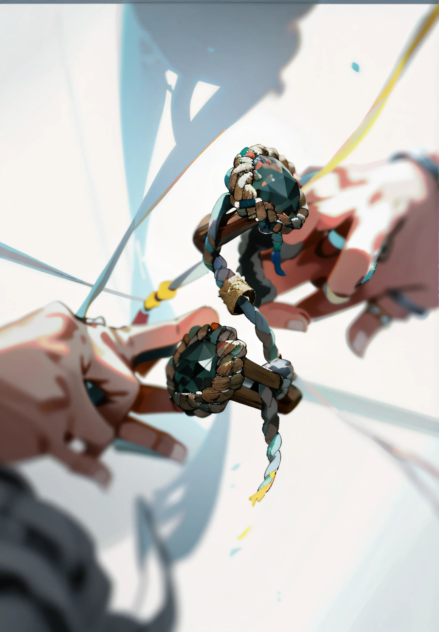 There is a string of rope in the middle of the two rings，Blank background，hd render