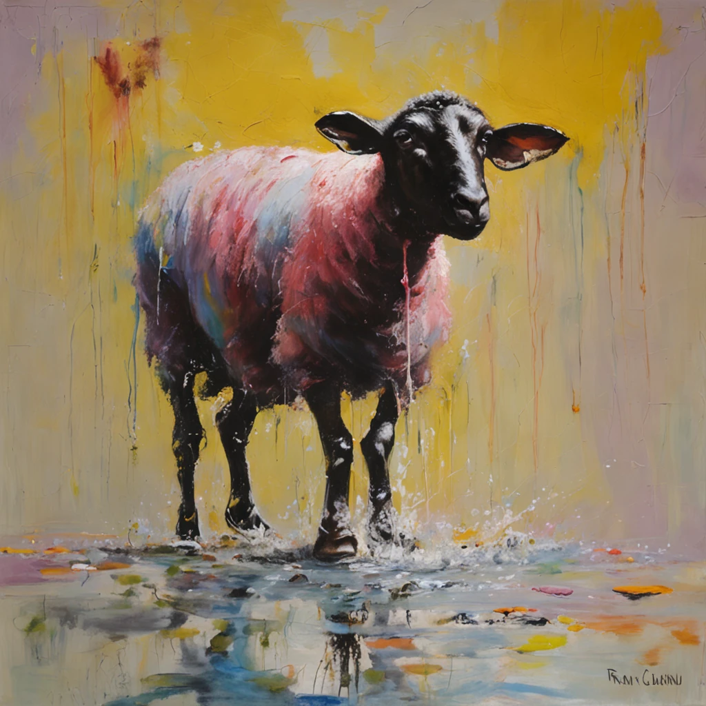cena de obra prima, foto premiada, There's a sheep (cordeiro) trapped in a small mud puddle, ovelha presa,