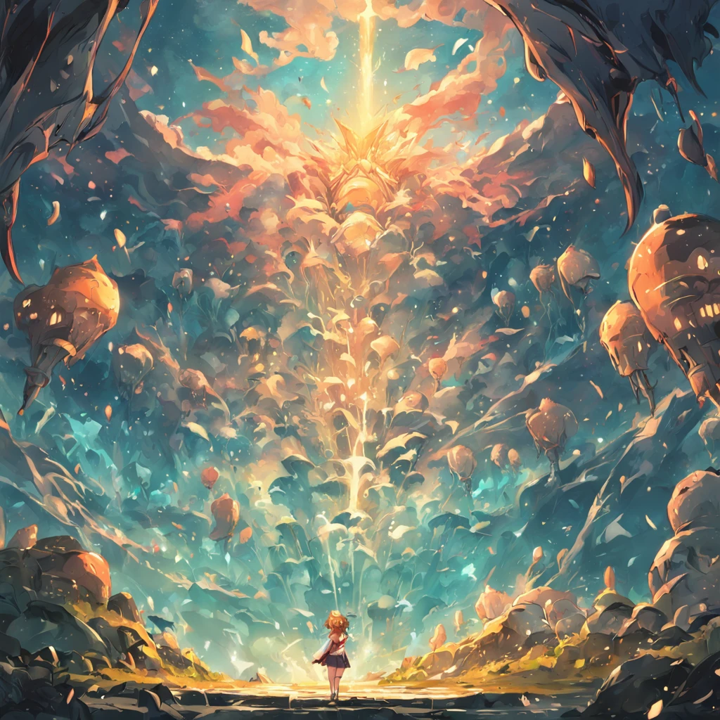 whimsically, Cartoonish fantasy world illustration, Great for describing wallpapers.