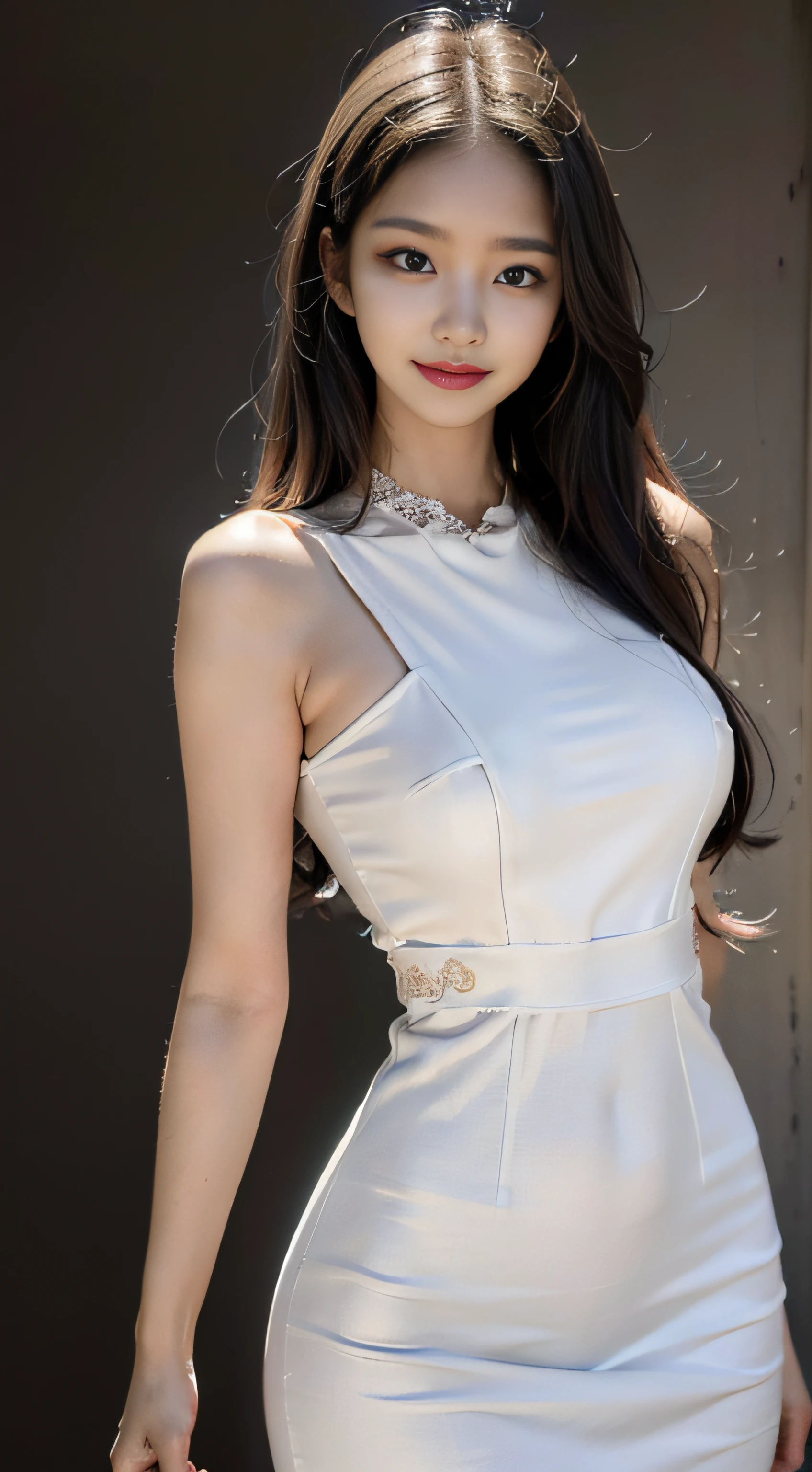 A woman in a white dress posing for a picture - SeaArt AI