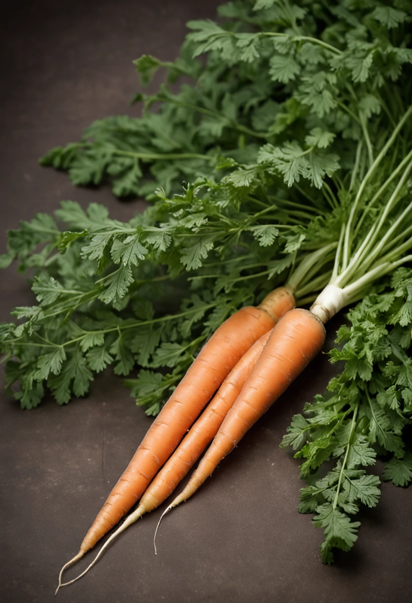 Carrots with 1 true leaf, Bright white background, No people