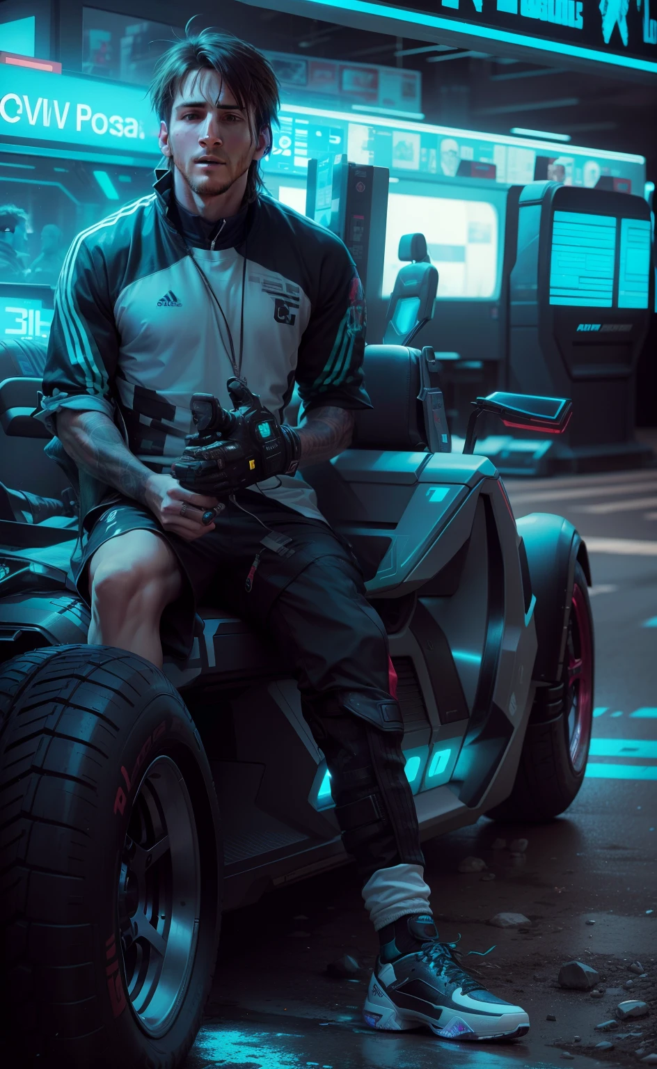 Change messi to a cyberpunk handsome man