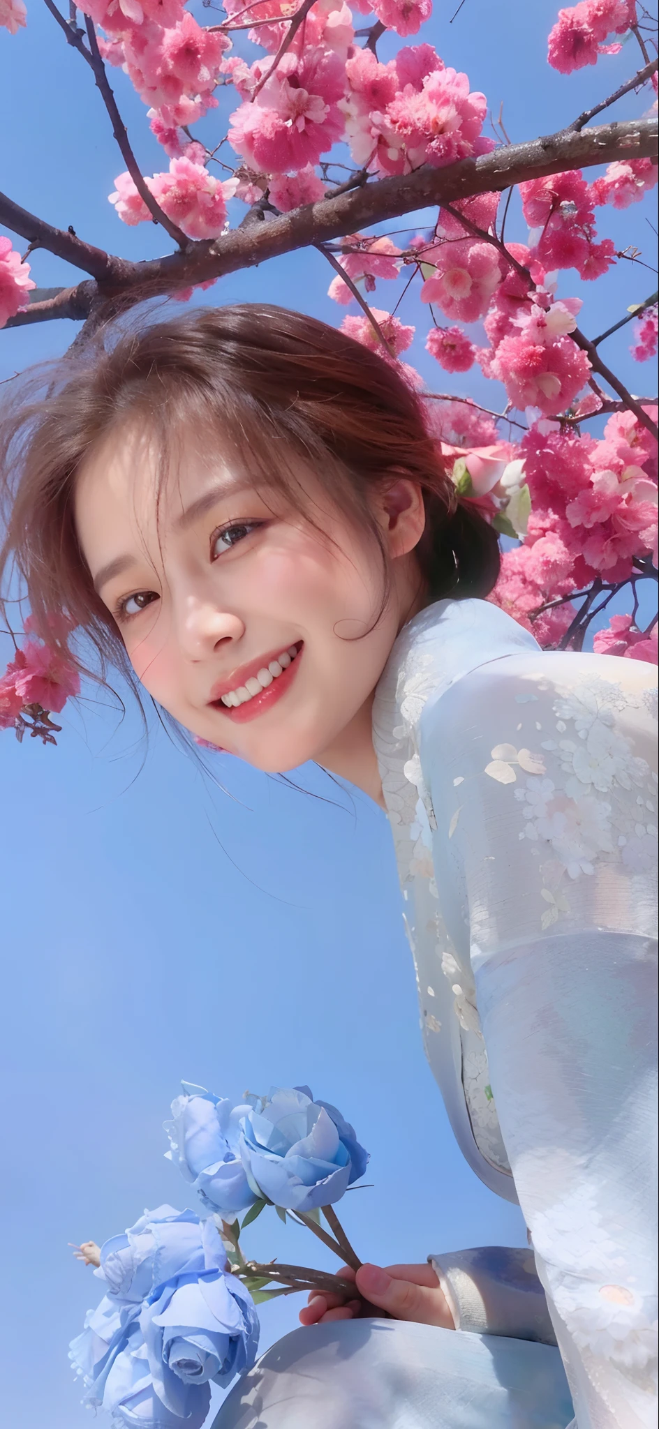 (((Medium hair))), best qualtiy, 8K, hdr, A high resolution, absurderes:1.2, blur backgroun, Background bokeh:1.2, photography of, (RAW photo:1.2), (真实感:1.4), (Masterpiece:1.3), (complexdetails:1.2), 1girll, 独奏, japanaese girl, delicated, Beautiful detailed, (Delicate double eyelids), (Detailed facial features), Bigboobs, (((Large breasts))), Skin Firm, (Looking_at_peeping at the viewer), From_Front, （being thin），（best qualtiy：1.4），（超A high resolution：1.2），cinematic lighitnglamplight，（Extremely detailed illustration），（Gloss on lips，best qualtiy，超A high resolution，depth of fields，Caustics，Extensive illumination，naturalshadow，85mm， f/1.4, iso 200, 1/160s:0.75),1girll, Solo, (((Silk vest))) Smile, ((silk garment,pleatedskirt,‎Classroom))