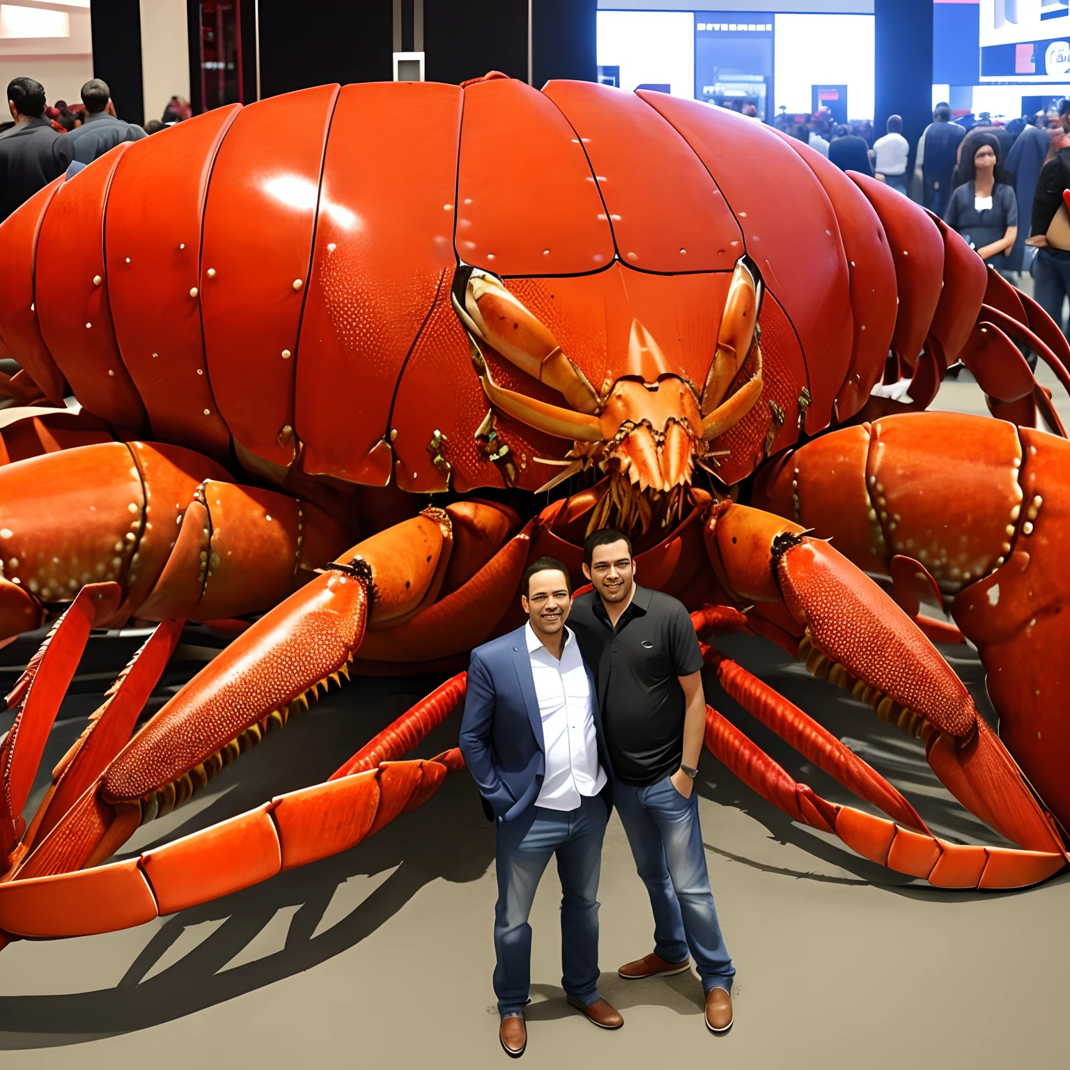Giant lobster,Next to stand a man --auto