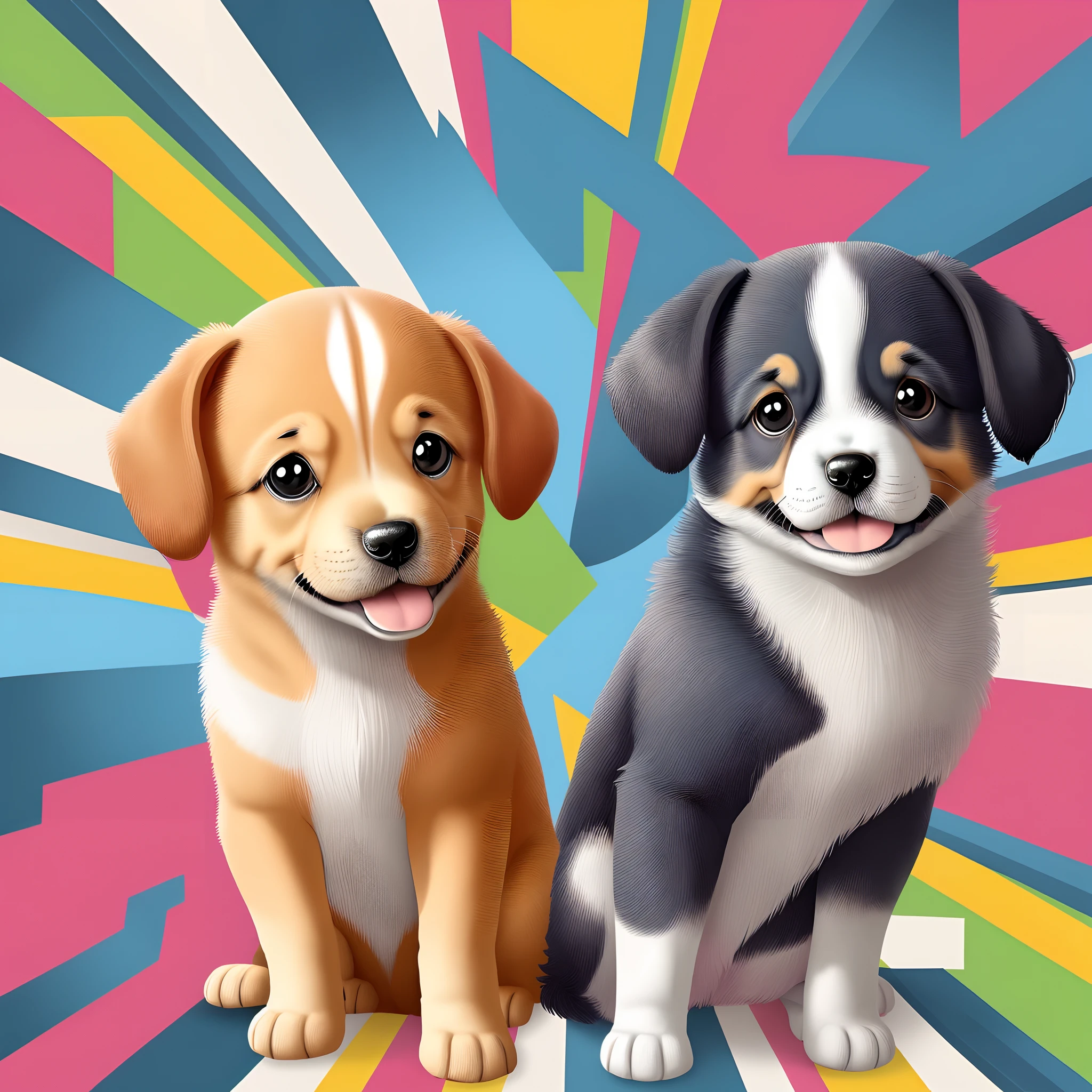 A cute puppy, cartoon image, line drawing art, lively and cheerful, lively and cute line art, active action, "lively and cute"