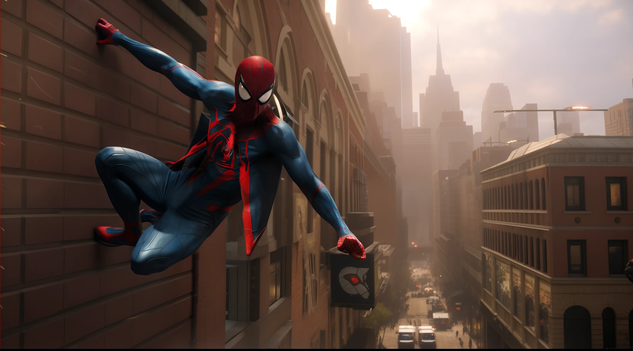 Spider - a man hanging from a city building, highly detailed spider - man, spider - man, Spider-Man, peter parker, peter parker as spiderman, PS 4 screenshot, Spidey, video game screenshot, inspired by Mary Jane Begin, ps 4 gameplay, Crazy super detail, portrait of spiderman, futuristic style spiderman, Beautiful and cinematic lighting, hyper realisitc