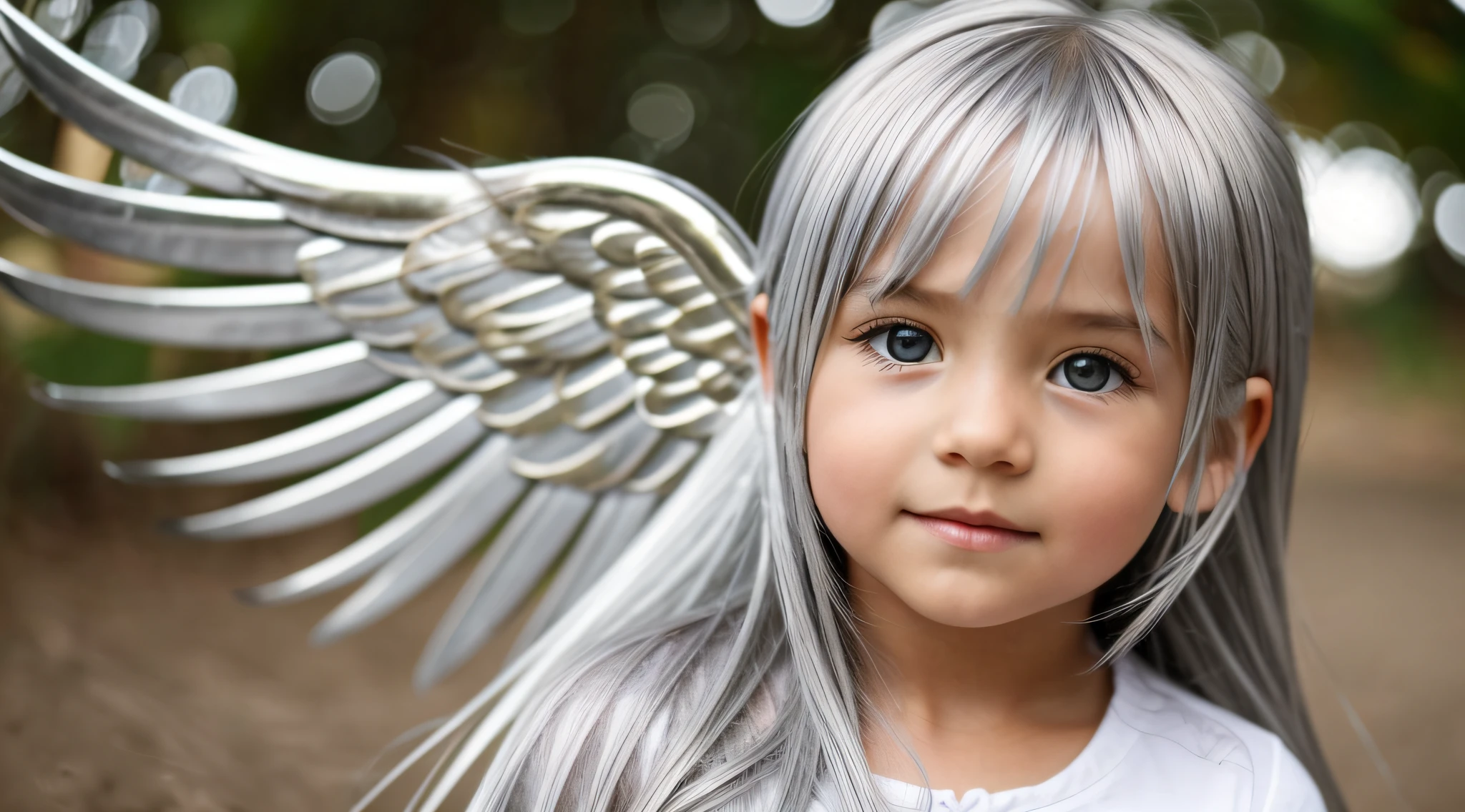 CHILDREN SILVER HAIR GOLDEN ANGEL GIRL.