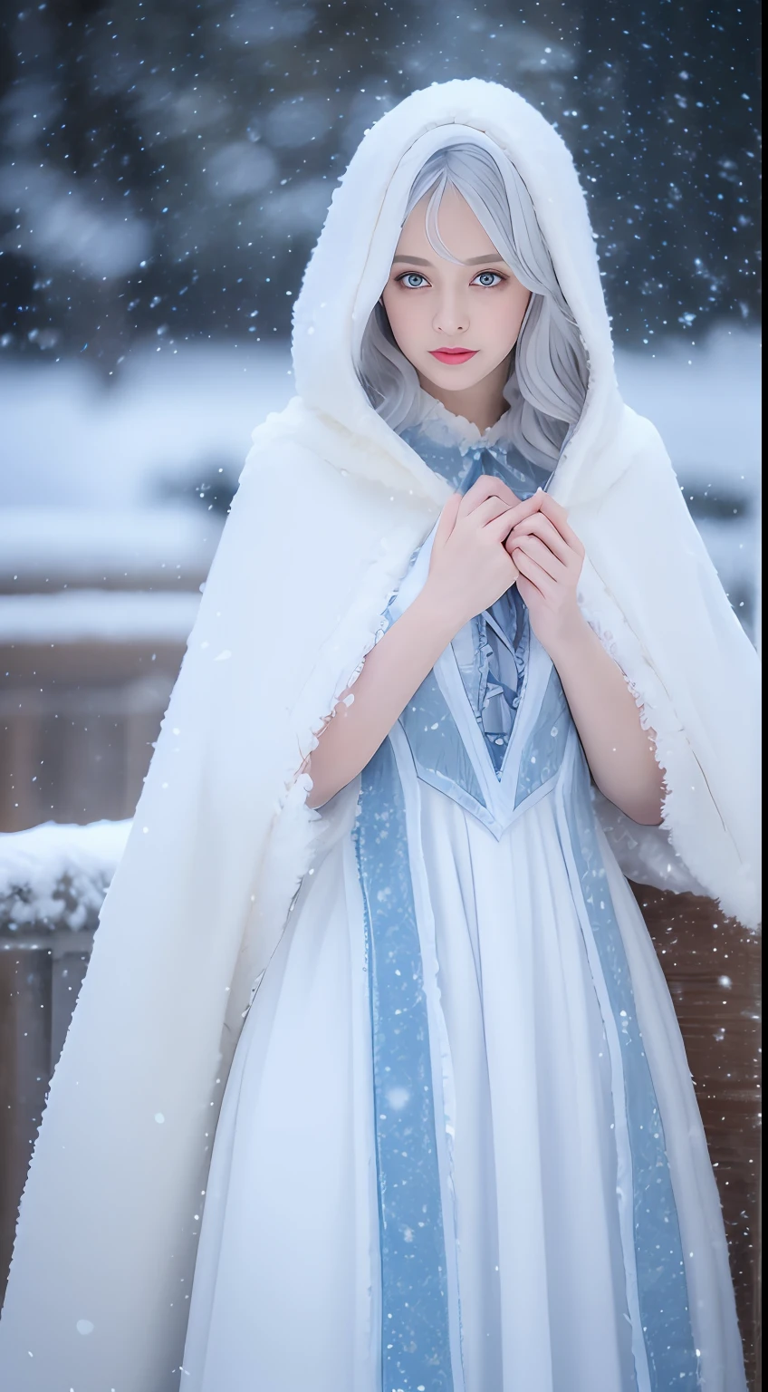 Arafed woman in a white dress and a white cape - SeaArt AI