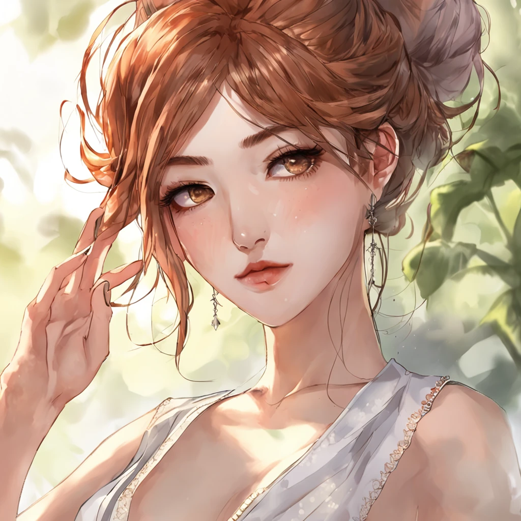 Natural redhead woman poses for photoshooting, fully body pose, Angry, Irritated, Stylish updo hairstyle, hair-bun, Straight hair, Pretty face, Flawless face, Thunderstorm in the background, Yelling, agitated, Mixed facial features of Aya Yamamoto and Tamarina Matsui as well as Asuka Saito and Mayo Akiyama, Petite body, This photo looks like it was taken by a Sony A7 III, Profesional photogarpher,  dark ambiance, Edge lighting,  Cinematic, waxy candles, Witchcraft, Full body portrait, Ultra photo realsisim, Beautiful face,  8K, Full body portrait, elegant, Natural lighting, Sharp focus, Very detailed face,  vibrant, Smooth and radiant skin, Beautiful face, Smiling, cheerfulness, 64k, hyper HD, Beautiful soft skin, 50 millimeters, Low light, Dark and mysterious atmosphere, vibrant, skin, Photorealism