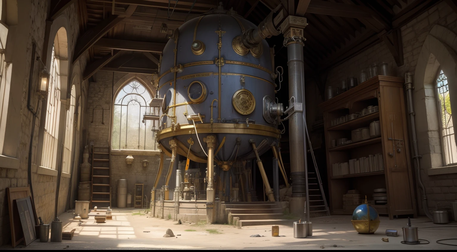Alchemy Observatory,Ancient alien alchemy furnace,The old shell is broken,Strewn with traces,Test tube catheter chemistry instrument with complex background structure,(makina,Precision instruments)