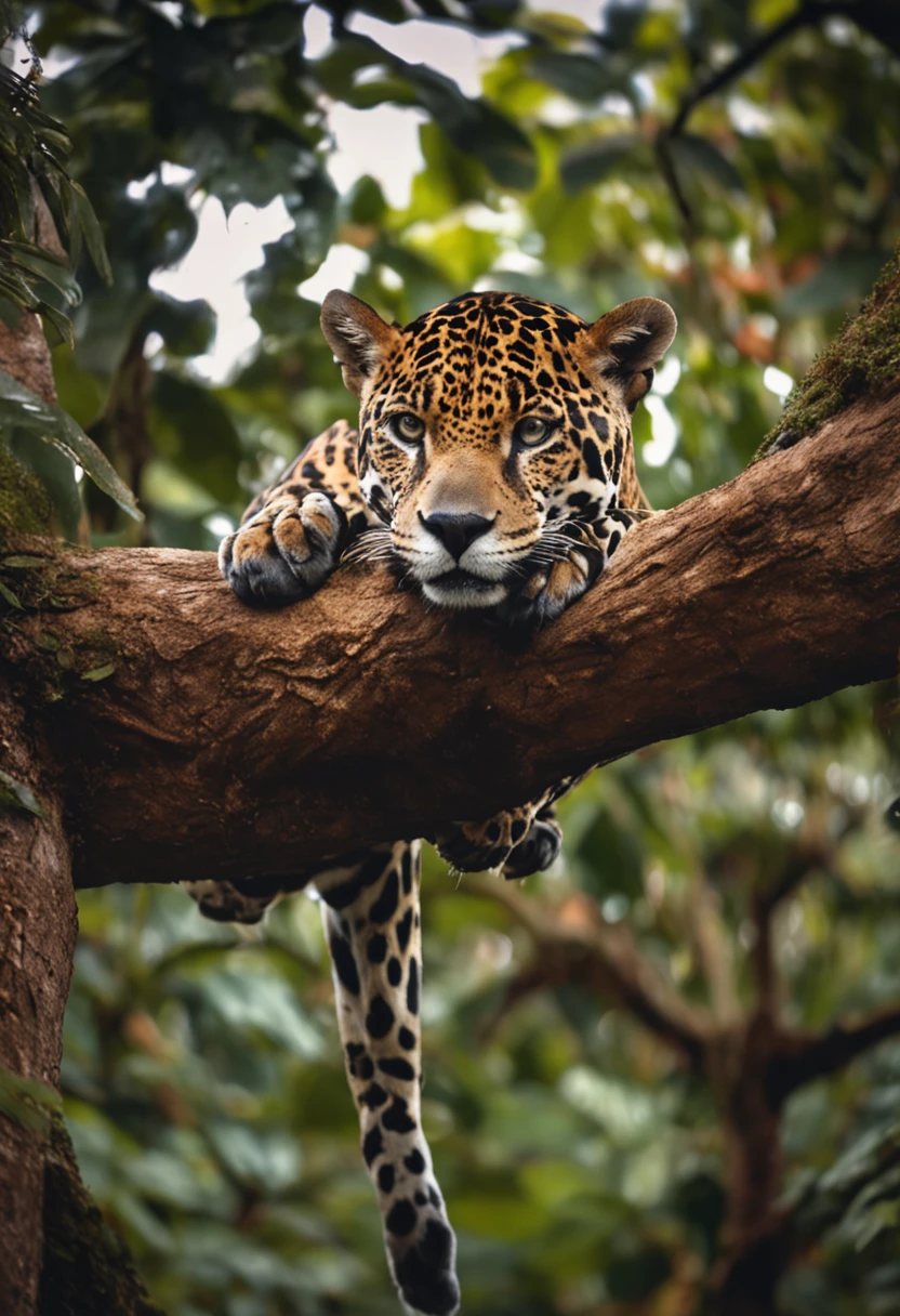 Jaguar on top of a tree
