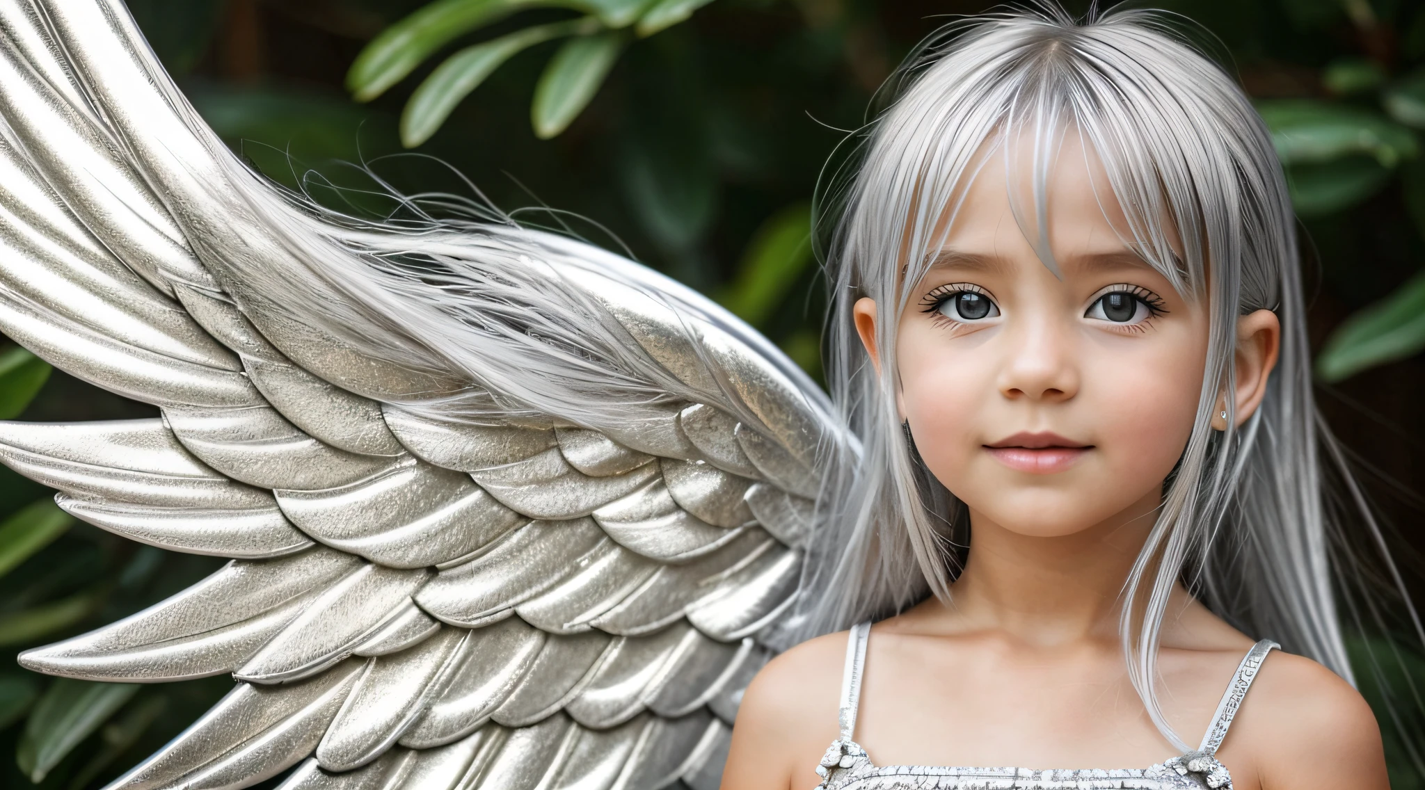 CHILDREN SILVER HAIR GOLDEN ANGEL GIRL.