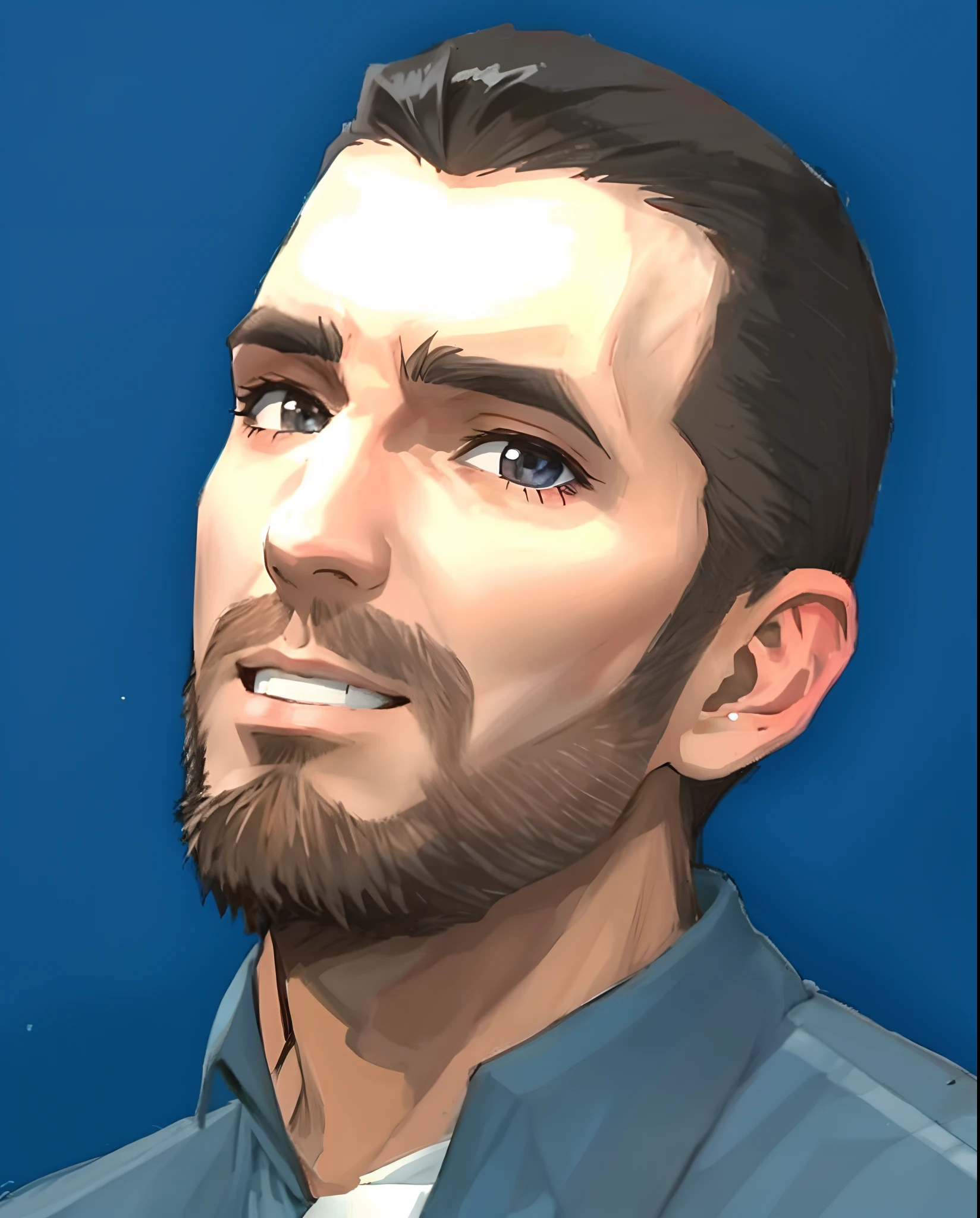 man's face in anime style, anime style