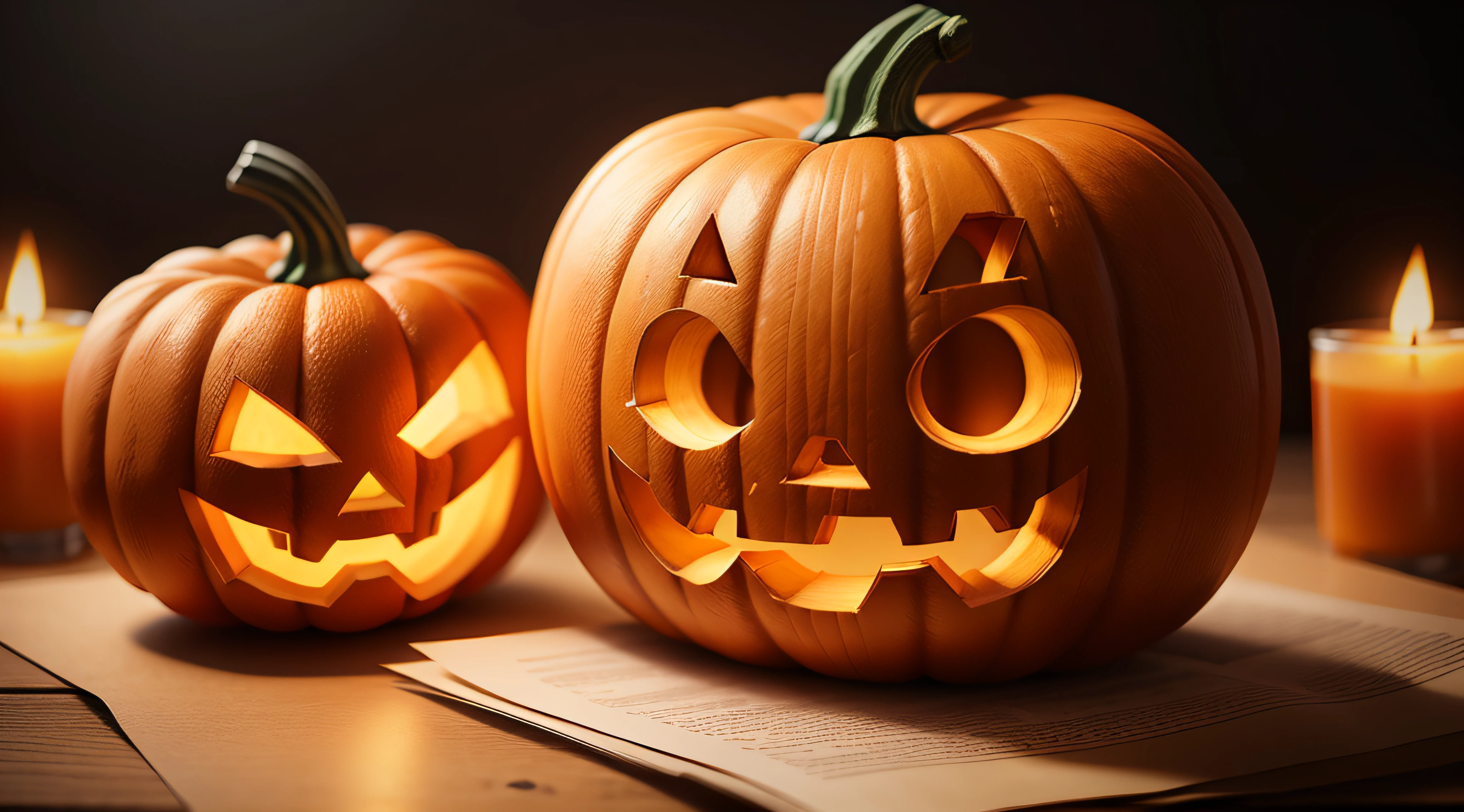 Professional realistic photo, Halloween holiday pumpkin, blank sign for advertising, high quality