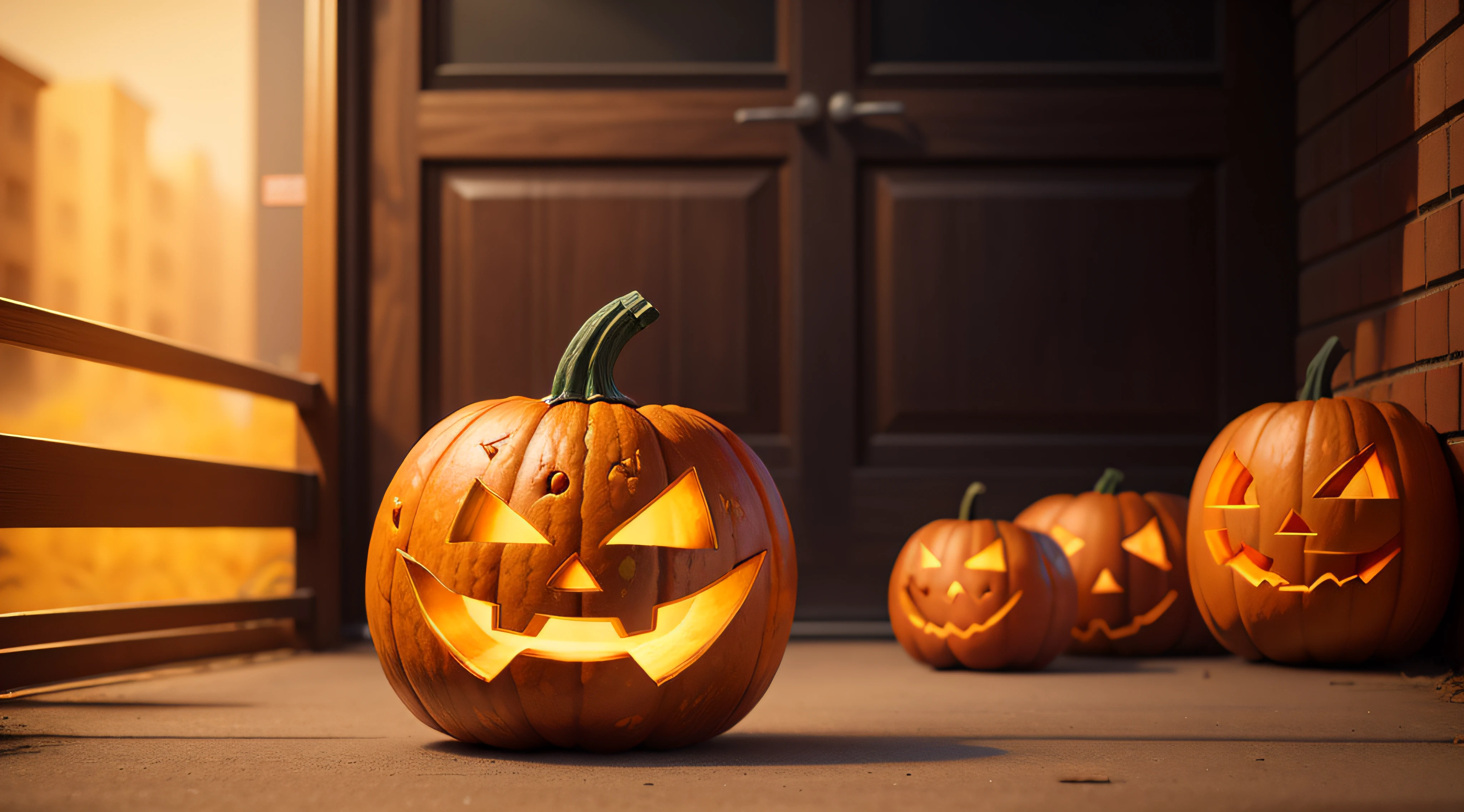Professional realistic photo,cute holiday pumpkin for Halloween, Empty sign for advertising, High quality