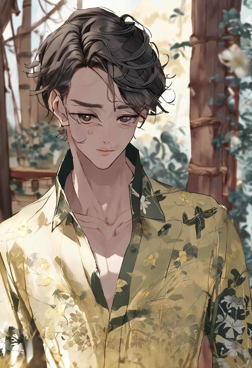 New Chinese shirt,Tooling design,Yellow tone