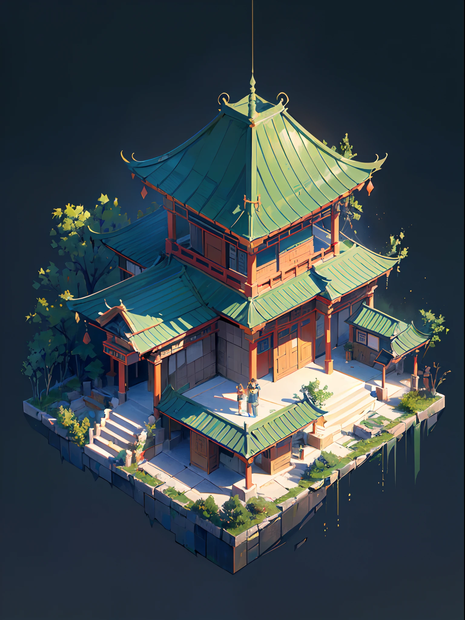 (isometry:1.5), (Masterpiece, Top quality, Best quality, offcial art, Beautiful and aesthetic:1.2),(16k, Best quality, Masterpiece:1.2),architecture, [:(Black background:1.5):40],Simple background,east asian architecture, (Simple background:1.5), scenery, No Man, stairways, Building, wall, Doorway building, stairways, Chinese architecture,(Another world:1.5),(Torn:1.5)