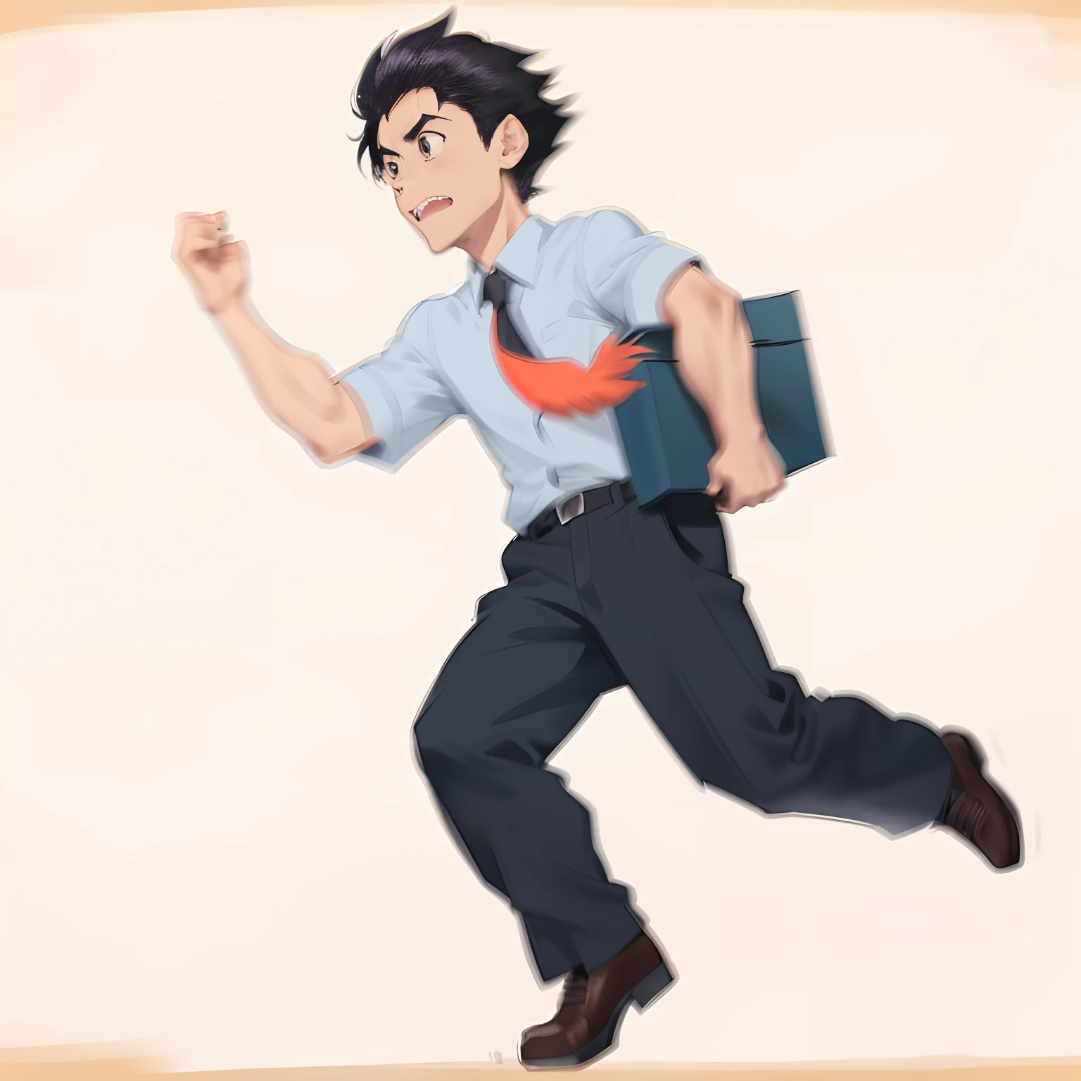 Anime characters running with books and briefcases, inspired by Un'ichi Hiratsuka, kentaro miura art style, style of kentaro miura, inspired by Kōno Michisei, Kentaro Miura!, kentaro miura manga art style, inspired by Tsuchiya Koitsu, 鸟山明风格