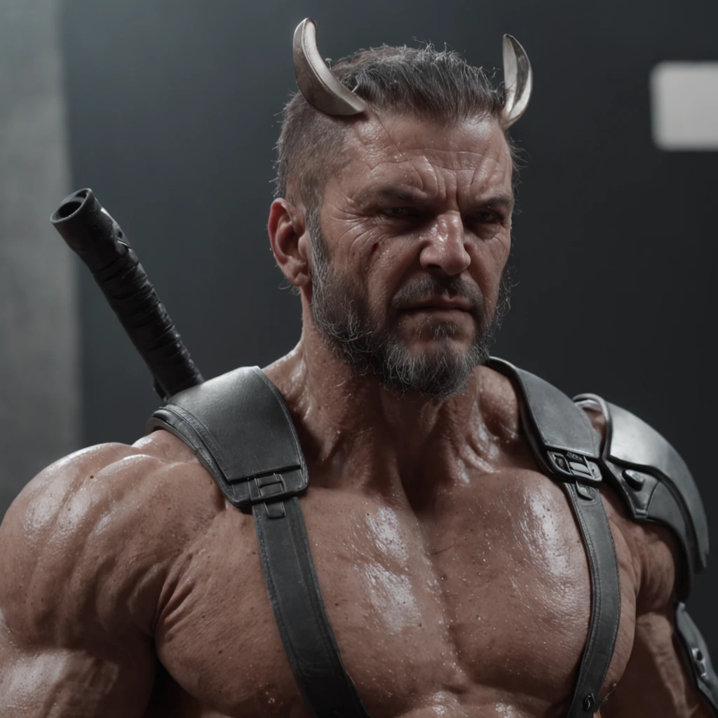 O cyberpunk do diabo de Wolverine (Professional 3D rendering:1.3) de (Realistic:1.3) foto de arte mais bonita do mundo,soft features, brilliant male heroes, ((epic hero, rough fantasy, Estilo cyberpunk, armadura, homem de armadura amarela cyberpunk , Wet Hero, olhar irritado, cabelo comprido, Short beard and fierce expression in dynamic pose, fantastic location, majestoso ambiente desordenado)), corpo inteiro 8k unidade render, action shot, poros da pele, very dark lighting, sombreamento pesado, circunstanciado, rosto detalhado, (Vibrando, fotografia realista, Realistic, Dramatic, Escuro, foco nítido, 8k), (Suit armonted blindada suit armor velhas danificadas pelo mau tempo:1.4), ((((Use peles)))), (intrincado:1.4), decadente, (altamente detalhado:1.4), Pintura digital, rendering by octane, art stations, conceito-arte, liso, foco nítido, illustration, germe da arte, (Loish:0.23), Wlop Ilya Kuvshinov, e greg rutkowski e alphonse mucha gracias, (global ilumination, studiolight, light volumetric), chuva forte, floating particles, patife, fantasia, Nosso, Corpo inteiroesbiano, ((Fundo escuro e antigo da cidade:1.3)),CGSesociedade,art stations