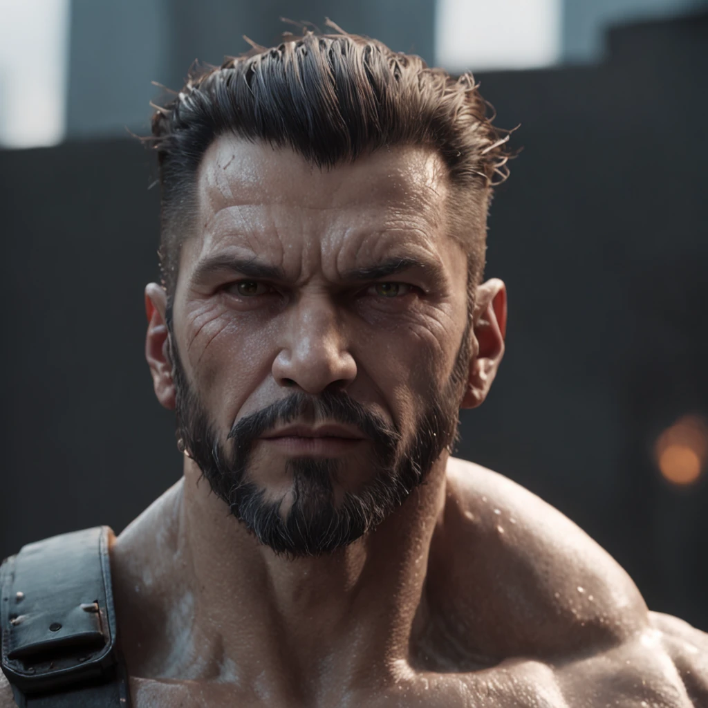 O cyberpunk do diabo de Wolverine (Professional 3D rendering:1.3) de (Realistic:1.3) foto de arte mais bonita do mundo，soft features, brilliant male heroes, ((epic hero, rough fantasy, Estilo cyberpunk, armadura, homem de armadura amarela cyberpunk , Wet Hero, olhar irritado, cabelo comprido, Short beard and fierce expression in dynamic pose, fantastic location, majestoso ambiente desordenado)), corpo inteiro 8k unidade render, action shot, poros da pele, very dark lighting, sombreamento pesado, circunstanciado, rosto detalhado, (Vibrando, fotografia realista, Realistic, Dramatic, Escuro, foco nítido, 8k), (Suit armonted blindada suit armor velhas danificadas pelo mau tempo:1.4), ((((Use peles)))), (intrincado:1.4), decadente, (altamente detalhado:1.4), Pintura digital, rendering by octane, art stations, conceito-arte, liso, foco nítido, illustration, germe da arte, (Loish:0.23), Wlop Ilya Kuvshinov, e greg rutkowski e alphonse mucha gracias, (global ilumination, studiolight, light volumetric), chuva forte, floating particles, patife, fantasia, Nosso, Corpo inteiroesbiano, ((Fundo escuro e antigo da cidade:1.3)),CGSesociedade,art stations