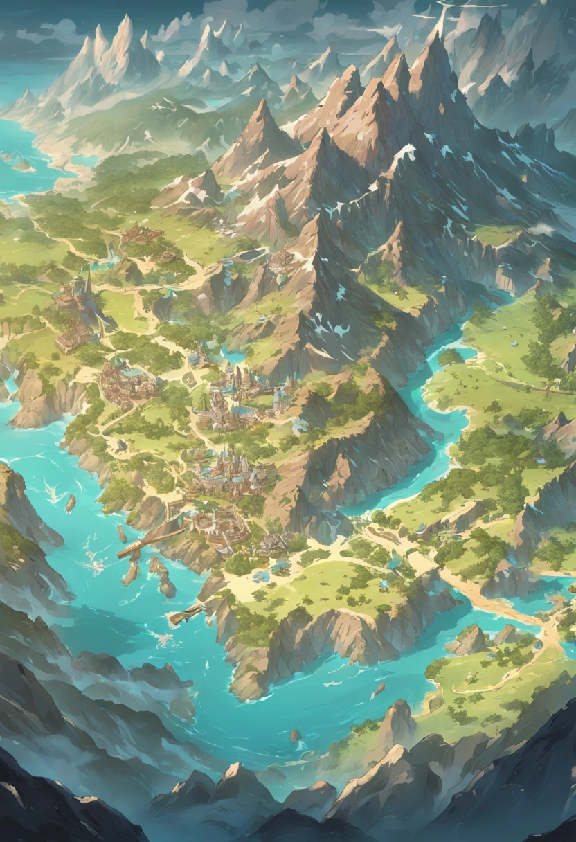 Steam Workshop Maps, Game Map, Ancient Fantasy Regional Map, Highly detailed map,Detailed map，World Map、Map of the Other World、Map gjlptvtkmz、Otherworldly adventures、Mountains and rivers、K HD、Flat drawing、sprawling