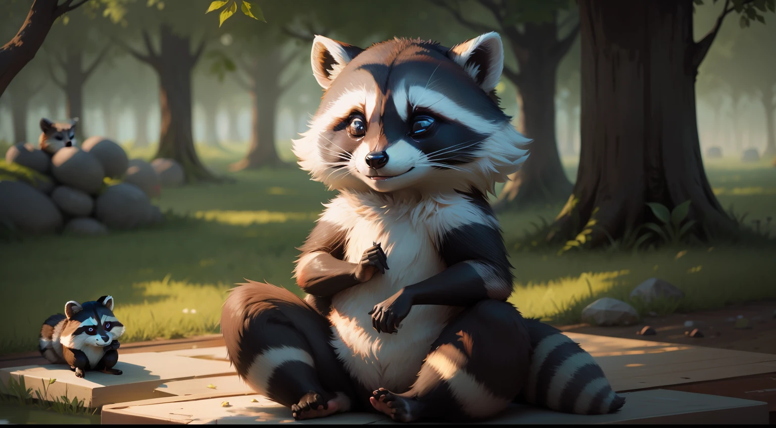 Raccoon meditating
