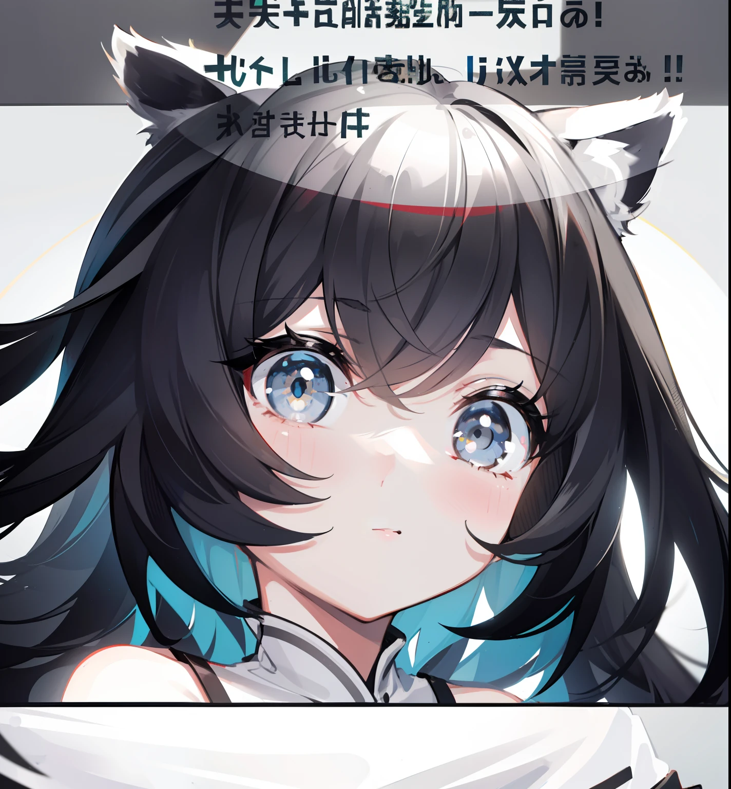 Short black and white hair,Cute girl looks like a milky girl,white clothes,Cute,Black and white tiger ears