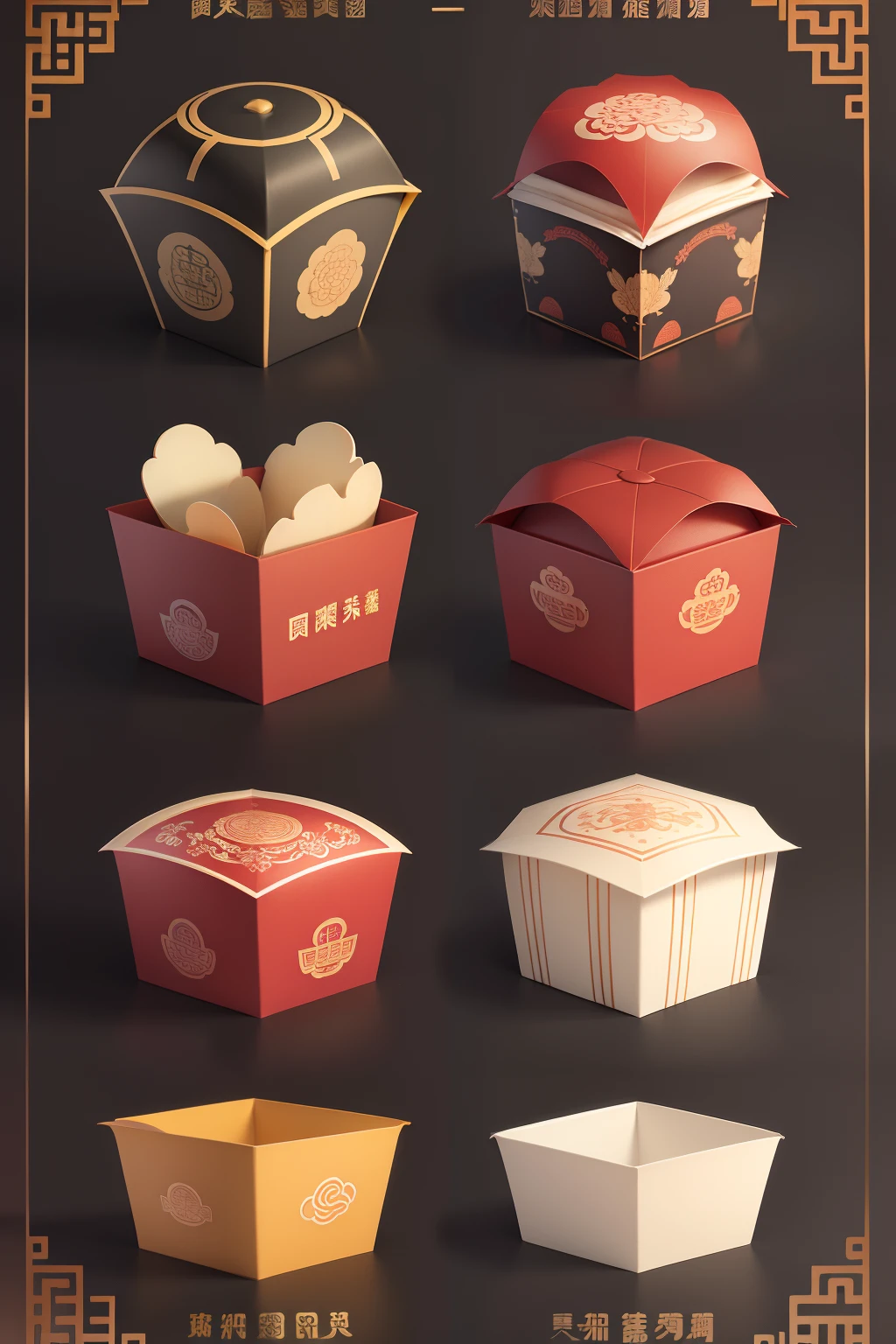 Pastry packaging, fresh color matching, Chinese style