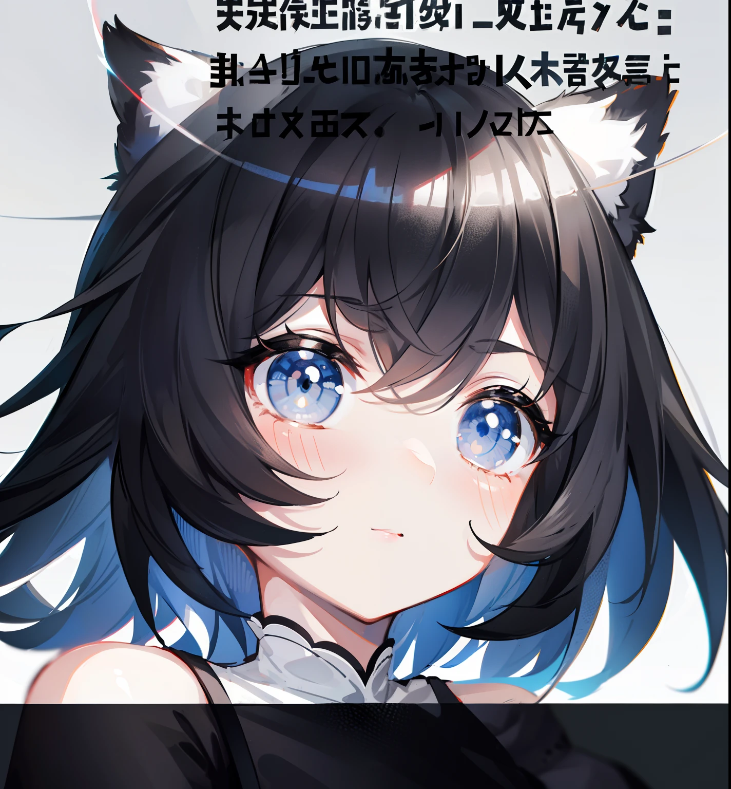 Short black and white hair,Cute girl looks like a milky girl,white clothes,Cute,Black and white tiger ears
