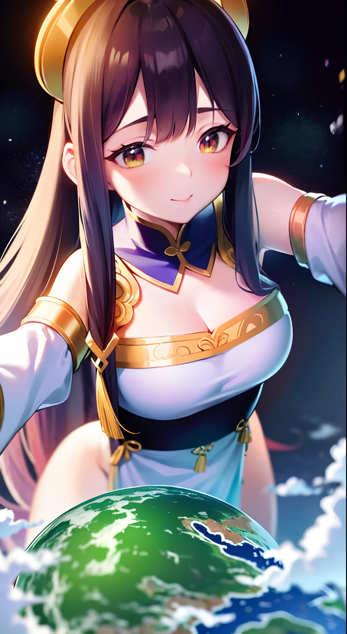 a close up of a woman with a crown on her head, trending on cgstation, Guviz-style artwork, a beautiful fantasy empress, inspired by Li Mei-shu, Inspired by Lan Ying, Guviz, 8K Artgerm bokeh, intricate ornate anime cgi style, heise jinyao, inspired by Ju Lian，Go to clothes