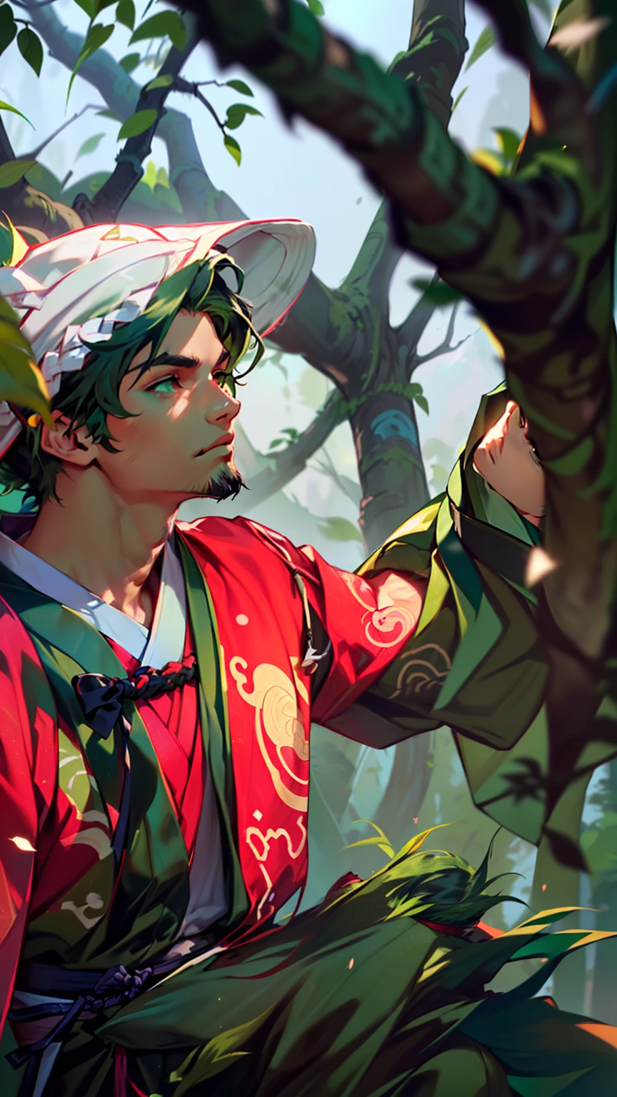 3. (1 person) (1boy,(((blue Hanfu))),((((Black hair))),(((1boy))),(((aboy))).(((Green coat))),((Green Hanfu youth)),((Green clothes)) , (((Green hair))),handsome, has powerful resources, but his strength is only at the Profound Void realm, he is as foolish as a pig)(Background: 1boy,(((blue Hanfu))),((((Black hair))),(((1boy))),(((aboy))).(((Green coat))),((Green Hanfu youth)),((Green clothes)) , (((Green hair))),handsome,'s arrogance)