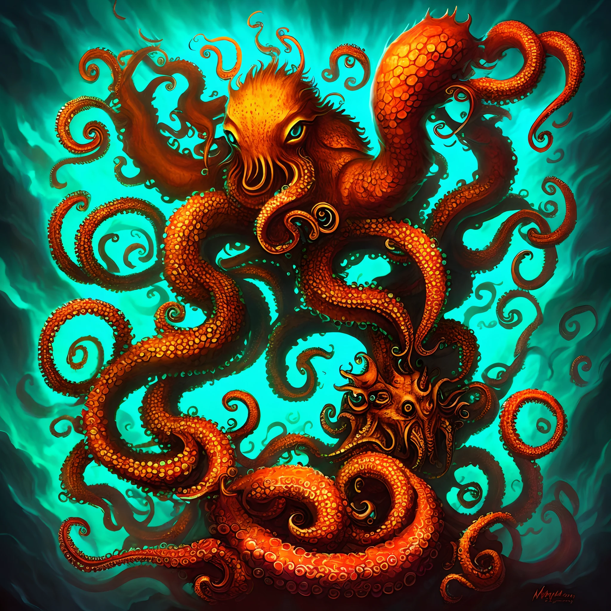 manticore，Cthulhu，conch，Dark Lord，Gatangehe，Dark Wind，an octopus