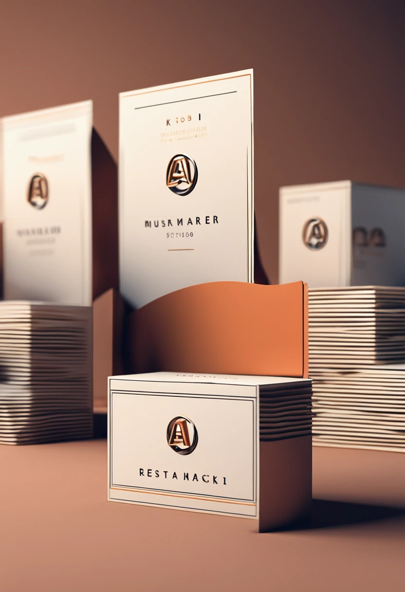Business card, logo, letters a k, bauhaus style, realistic, detailed, 8k, mockup, gold, dourado, business card