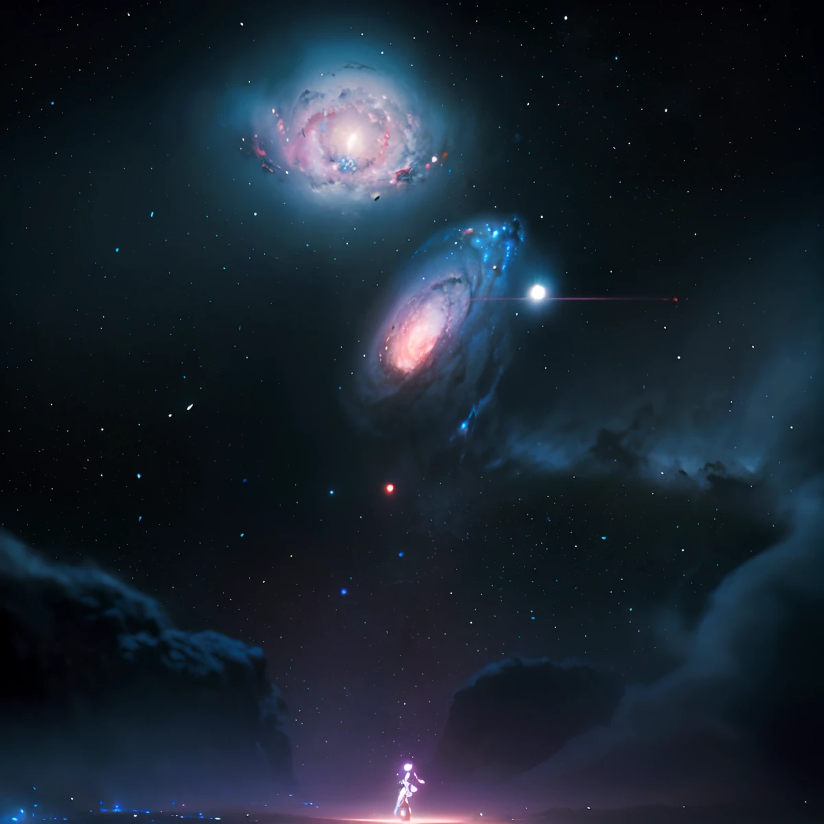 (masterpiece、top-quality、top-quality、Official art、ighly detailed、Beautifully Aesthetic:1.2)、(1girl in),cosmic space、cyberpunked、Future Space Combat Suits、((nebulas))、Delicate Light、Intuitive、Precise focus、cinema4d、Dramatic、
