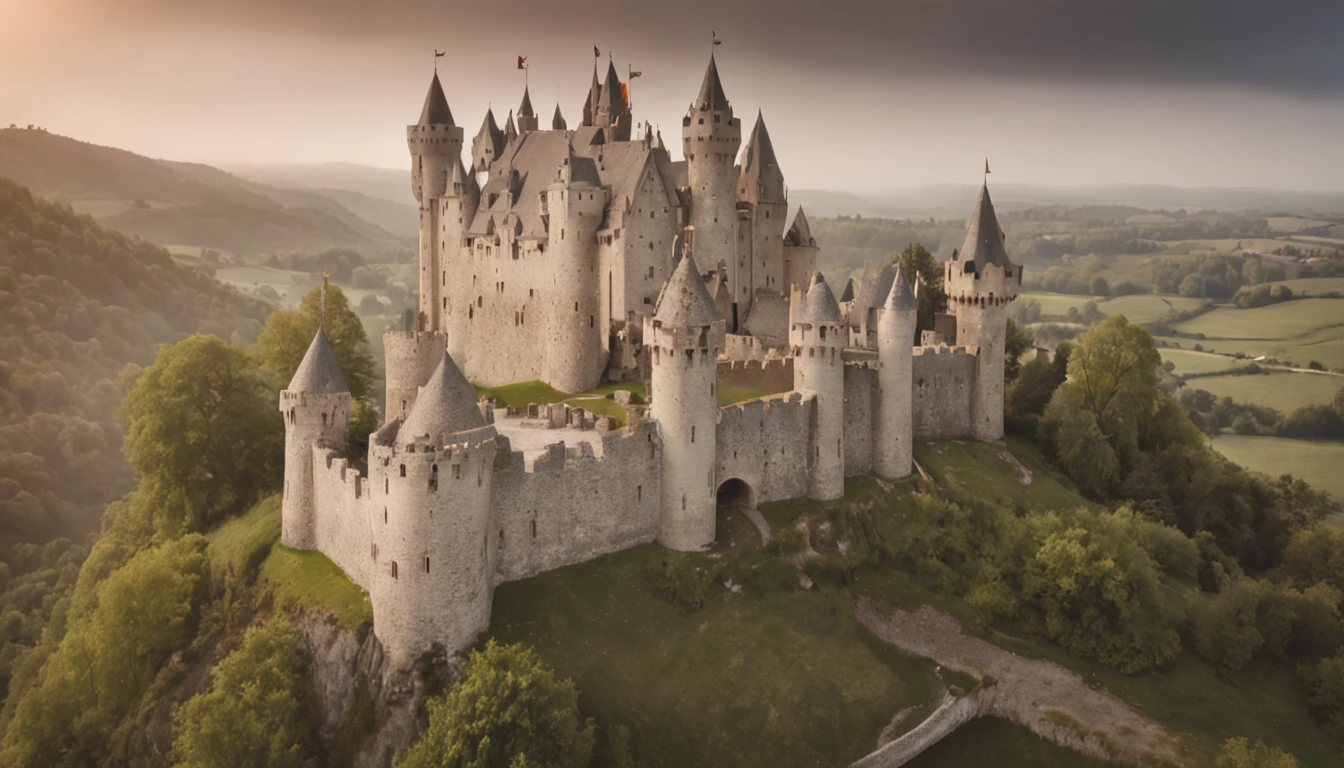 Illuminated magical medieval castle