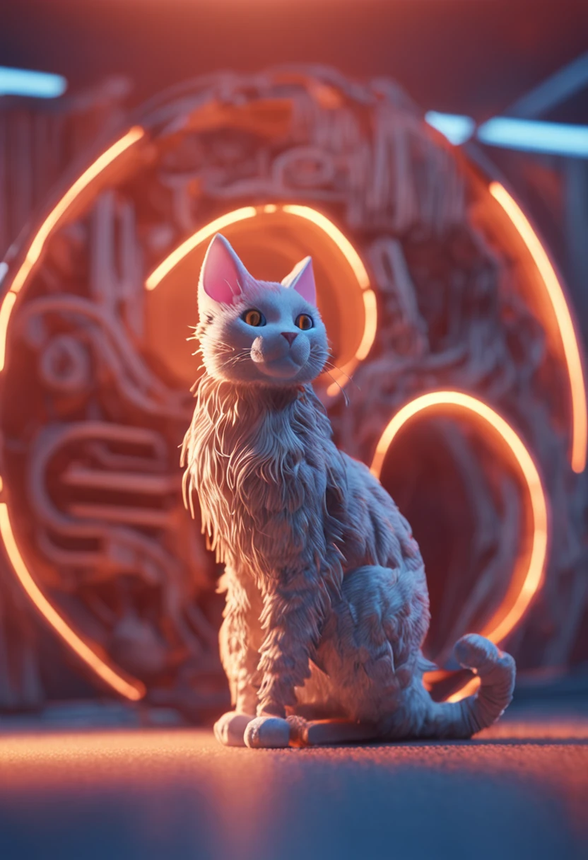 Cartoon toys for cats，blindbox，C4D，。.3D,k hd，high qulity，rich details​，Orange colors，white colors