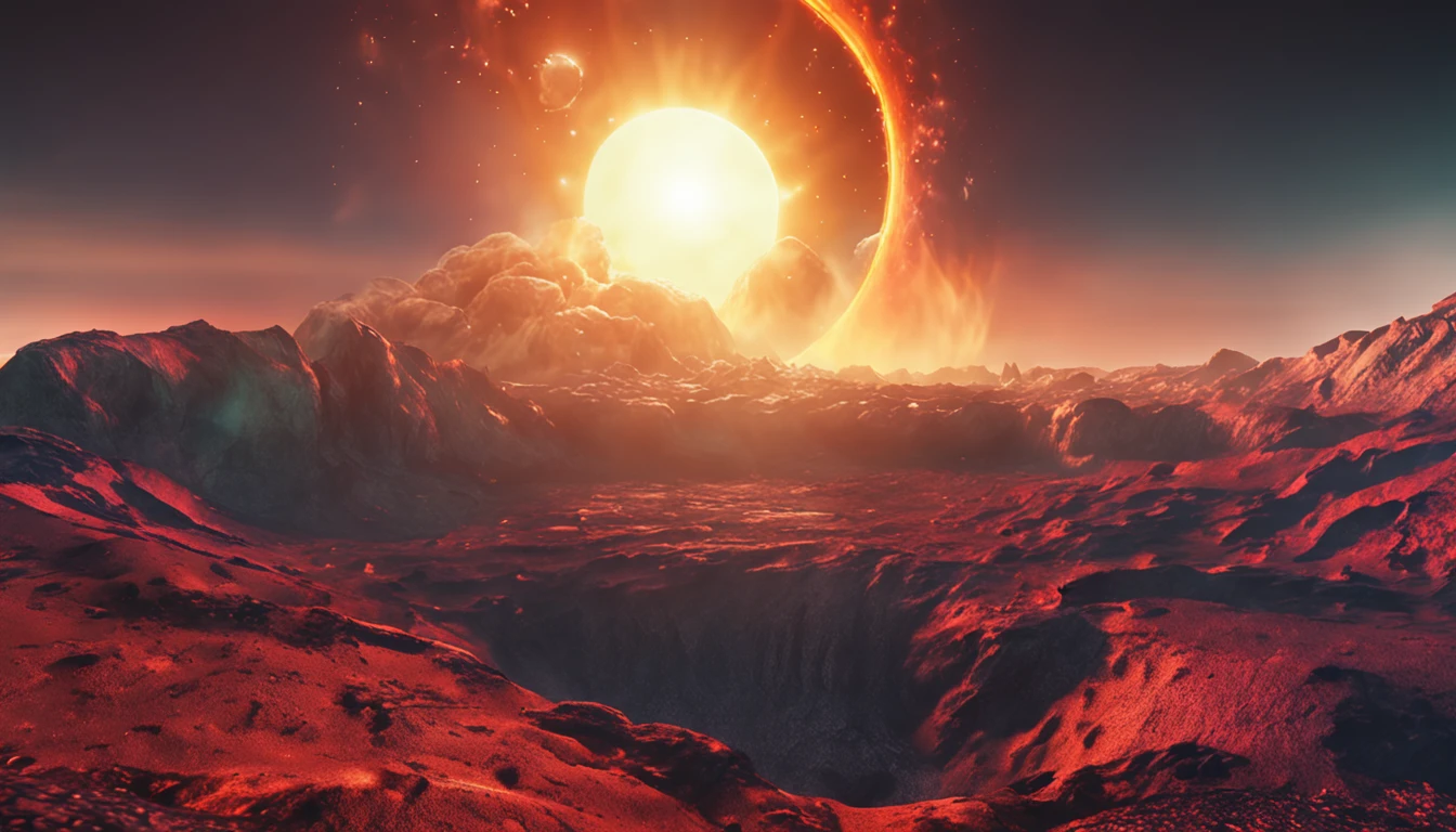 Creates an apocalyptic vision where solar flares from the Sun hit the Earth